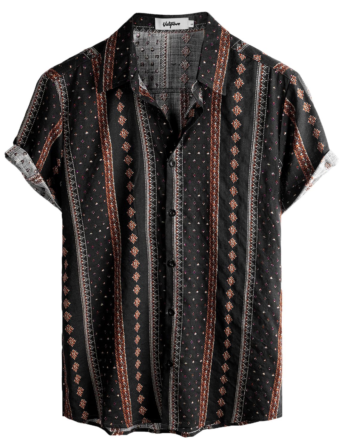 VATPAVE Mens Casual Hawaiian Shirt Short Sleeve Button Down Beach Shirts | Travel, Floral, Print, Vintage, Boho, Hippie, Lightweight, Breathable, Summer, Tropical, Vacation, Festival, Rave, Resort