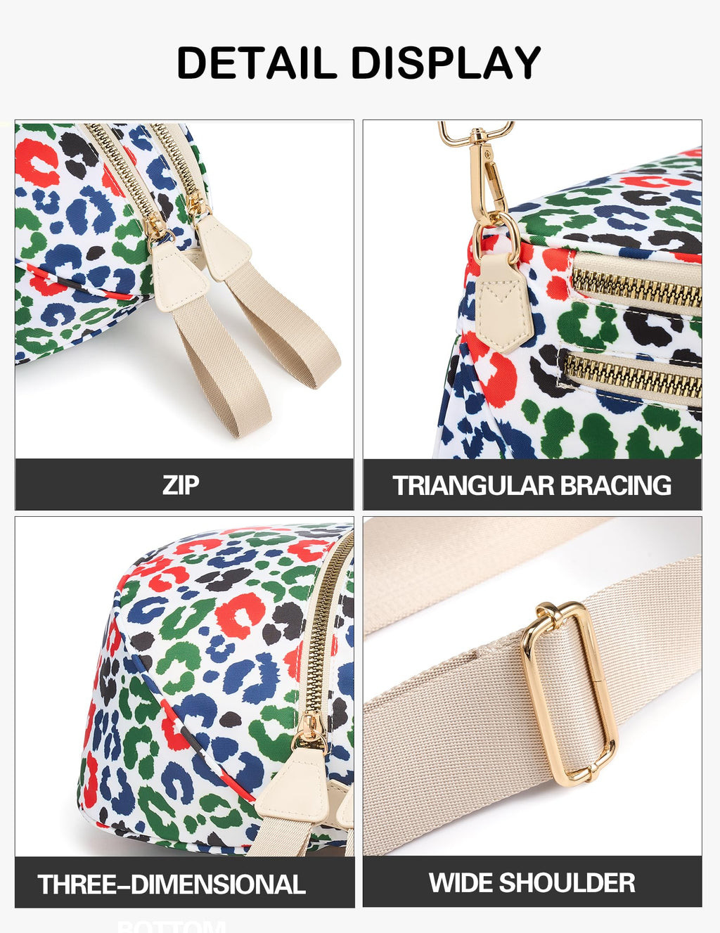 FEIBOON Spacious Nylon Crossbody Bag Bum Bag Handbags Wallets Purses Trendy Shoulder Bag for Women