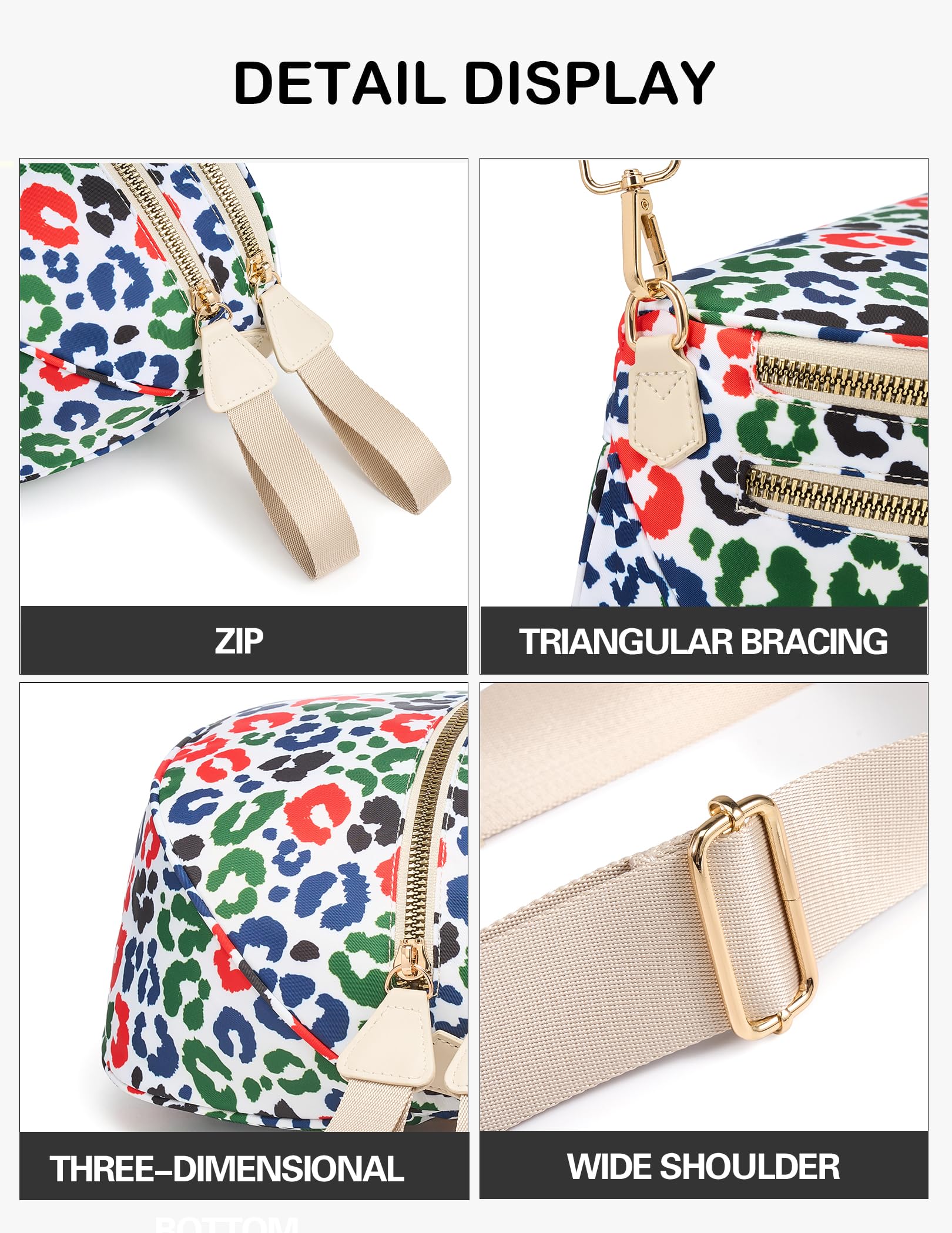 FEIBOON Spacious Nylon Crossbody Bag Bum Bag Handbags Wallets Purses Trendy Shoulder Bag for Women