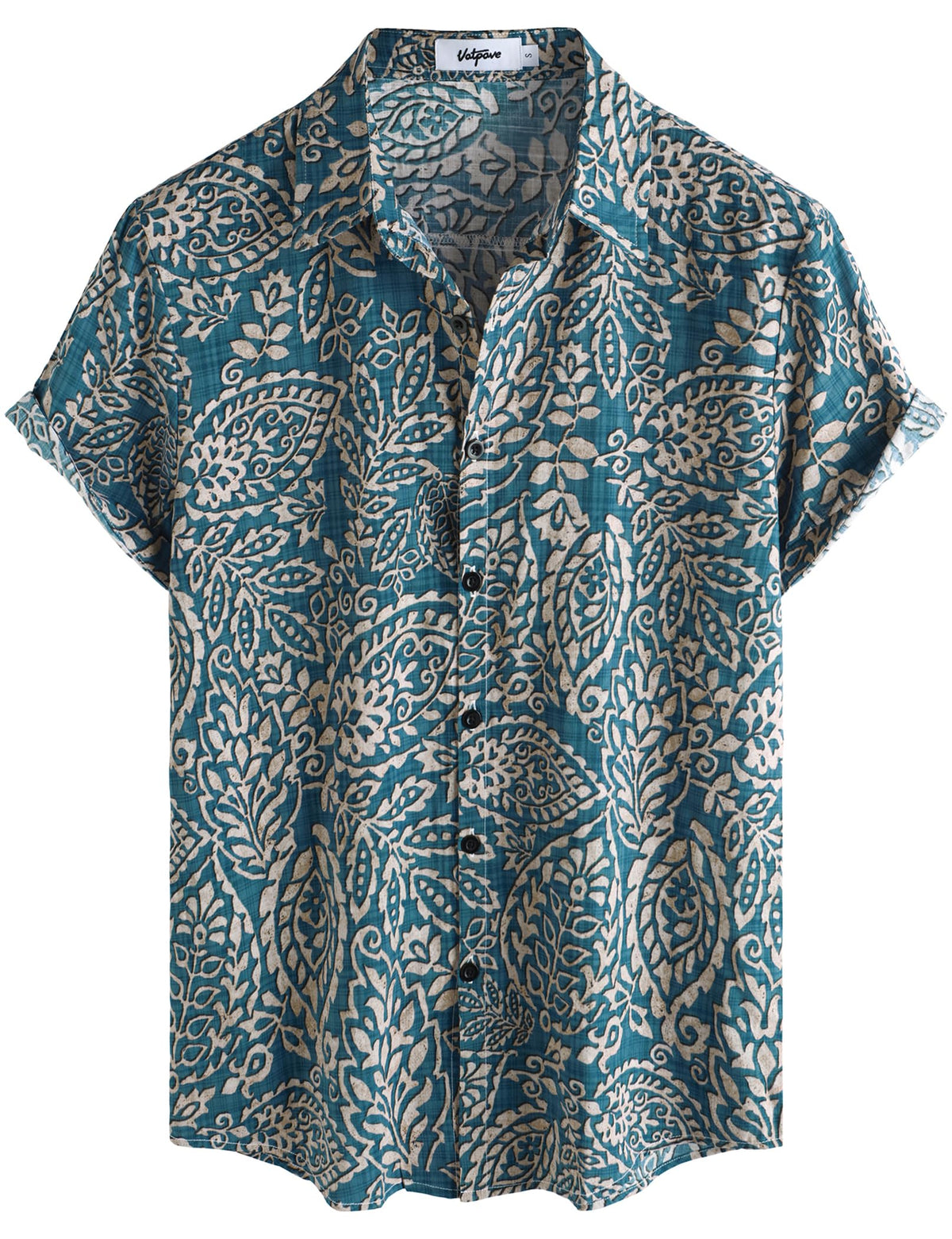 VATPAVE Mens Casual Hawaiian Shirt Short Sleeve Button Down Beach Shirts | Travel, Floral, Print, Vintage, Boho, Hippie, Lightweight, Breathable, Summer, Tropical, Vacation, Festival, Rave, Resort
