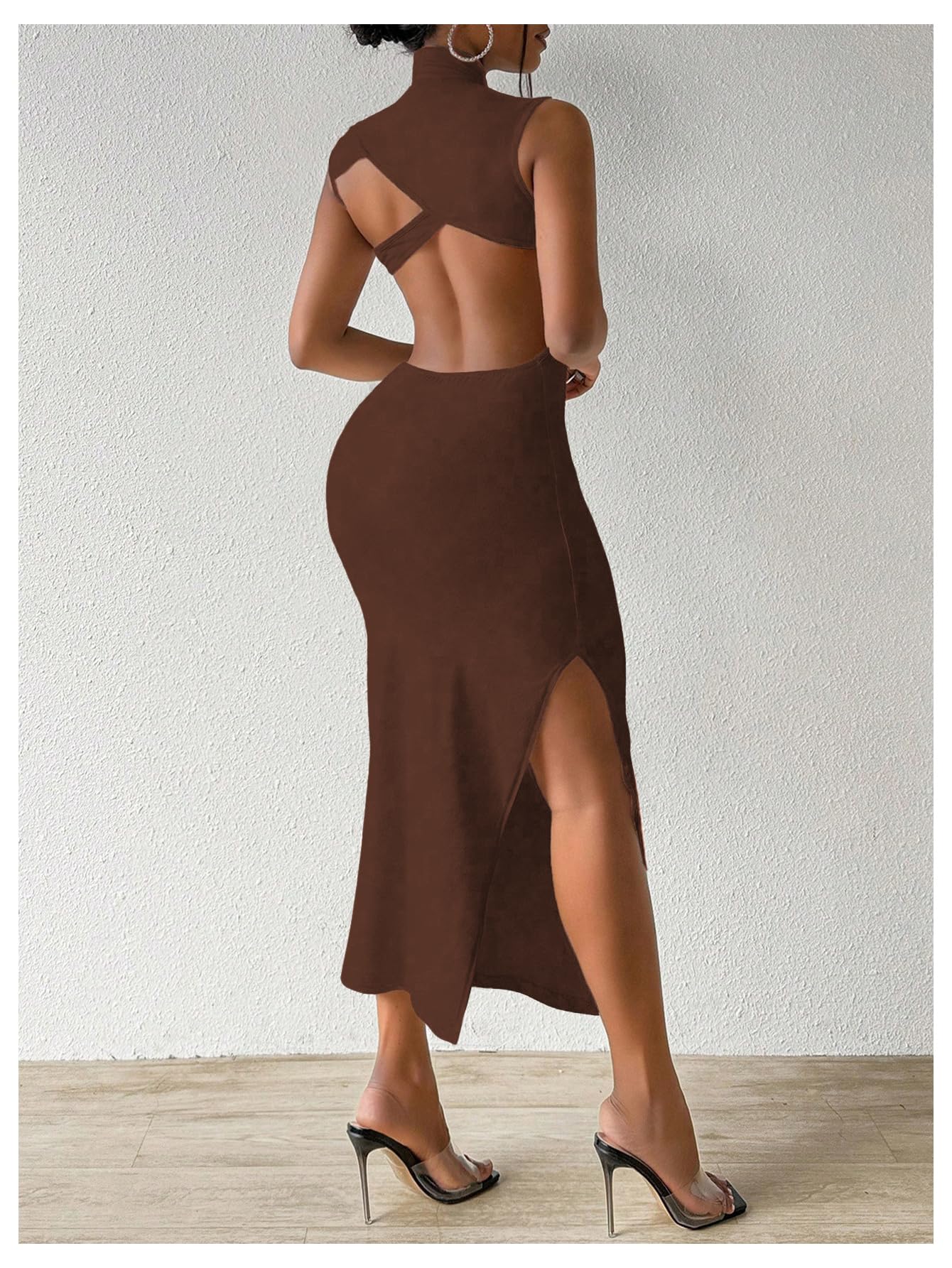 GORGLITTER Women's Sexy Backless Cocktail Club Night Going Out Maxi Dresses | Birthday Tea Party Outfits, Bodycon Dress for Women, Date Night, Dinner Clubbing Dresses