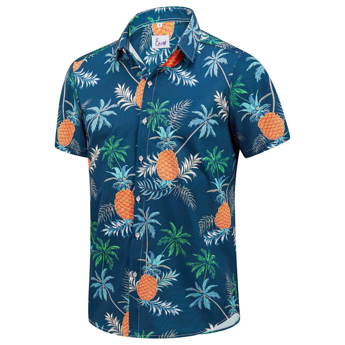 EUOW Men's Hawaiian Shirt Short Sleeve Printed Button Down Beach Shirts