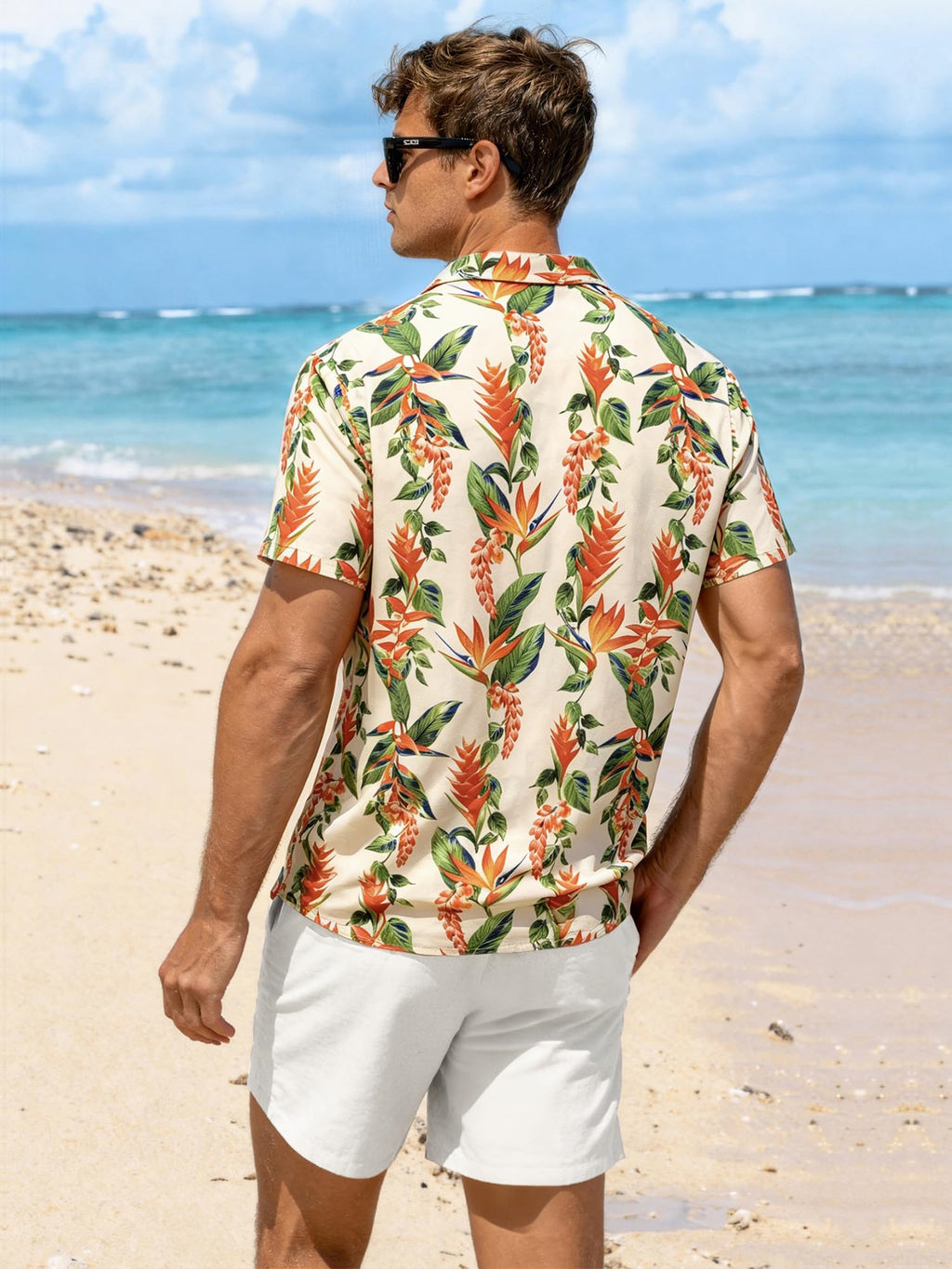 JEMLDL Men's Hawaiian 2 Piece Outfits Floral Button Down Shirts & Linen Shorts Sets Summer Beach Travel Clothes