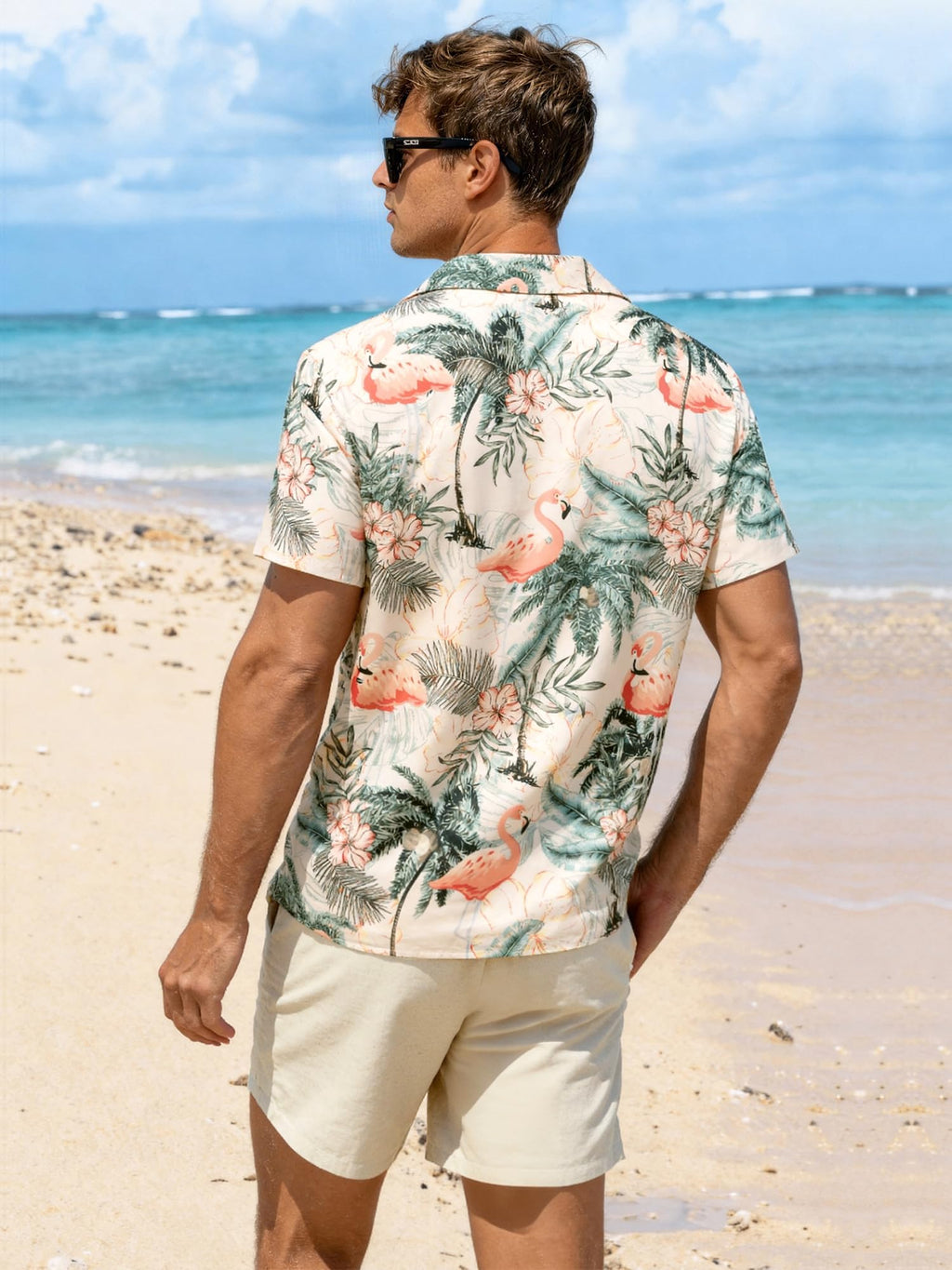 JEMLDL Men's Hawaiian 2 Piece Outfits Floral Button Down Shirts & Linen Shorts Sets Summer Beach Travel Clothes