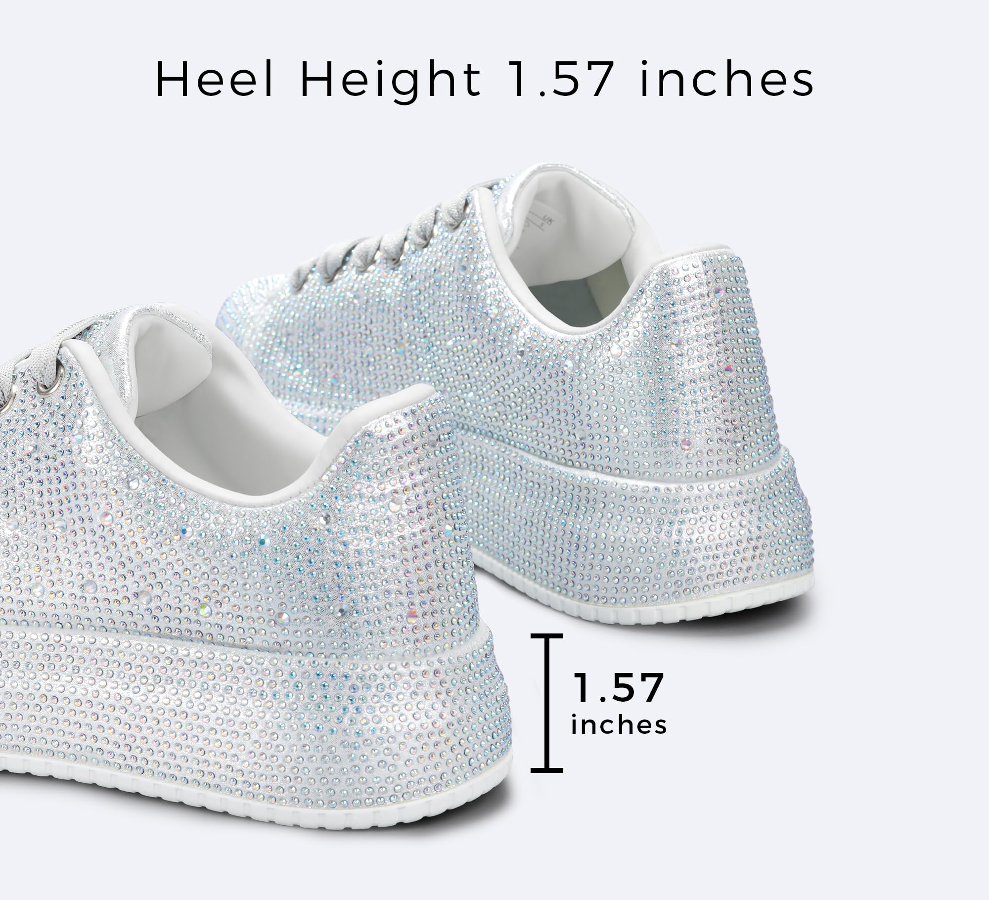 LUCKY STEP Rhinestone Platform Sneakers for Women | Sparkly Glitter Bling Tennis Shoes Fashion Wedding Party Walking Sneakers