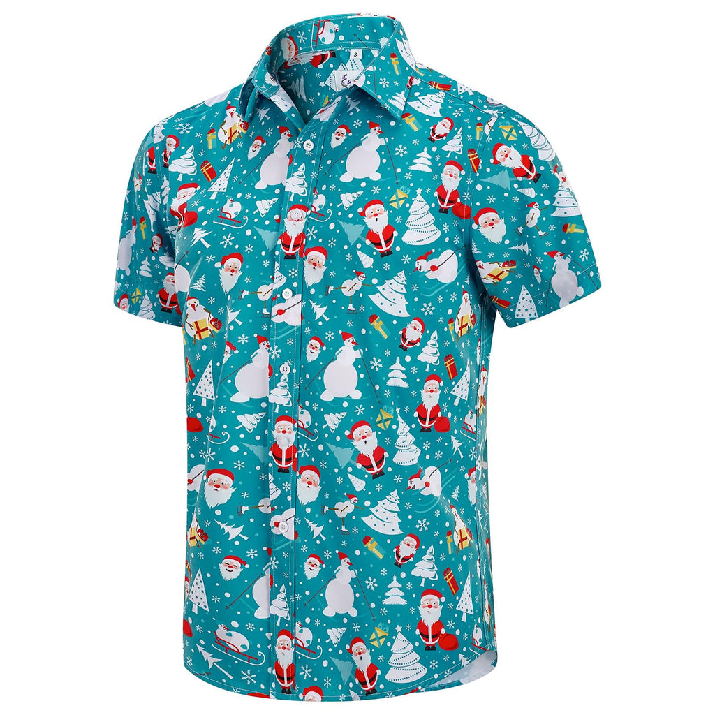 EUOW Men's Hawaiian Shirt Short Sleeve Printed Button Down Beach Shirts