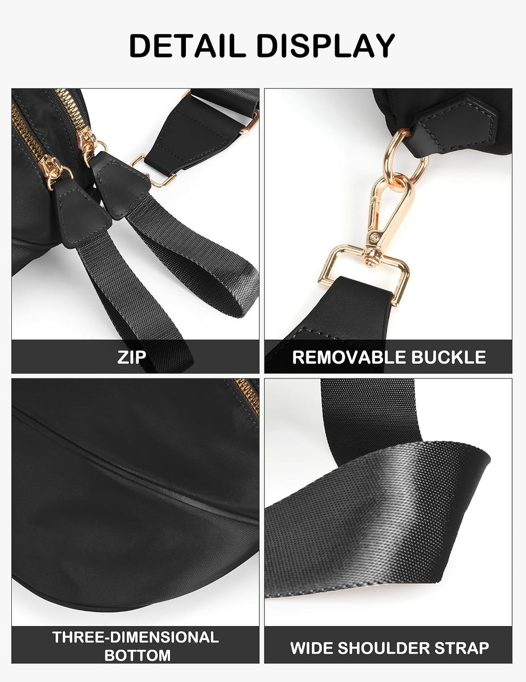 FEIBOON Spacious Nylon Crossbody Bag Bum Bag Handbags Wallets Purses Trendy Shoulder Bag for Women