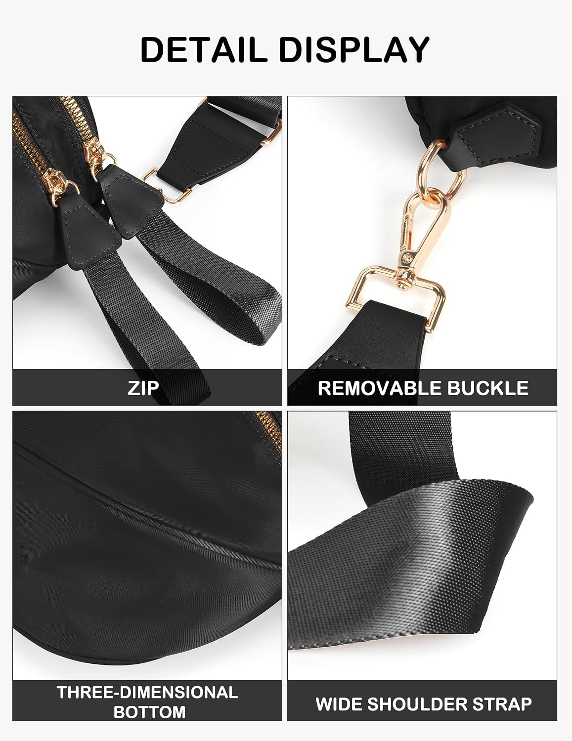 FEIBOON Spacious Nylon Crossbody Bag Bum Bag Handbags Wallets Purses Trendy Shoulder Bag for Women