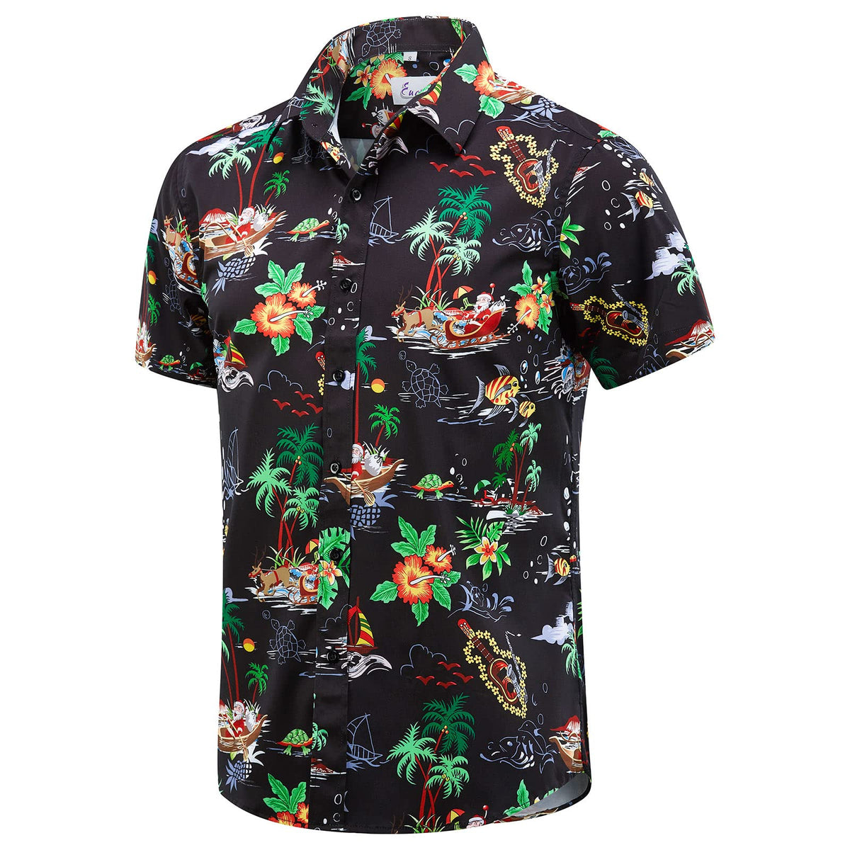 EUOW Men's Hawaiian Shirt Short Sleeve Printed Button Down Beach Shirts