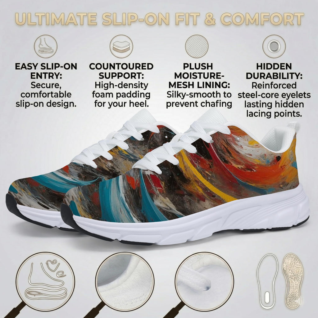 Women's Fashion Sneakers - Comfortable Breathable Mesh Platform Casual Walking Shoes for Everyday Wear, White Sole, All-Day Support