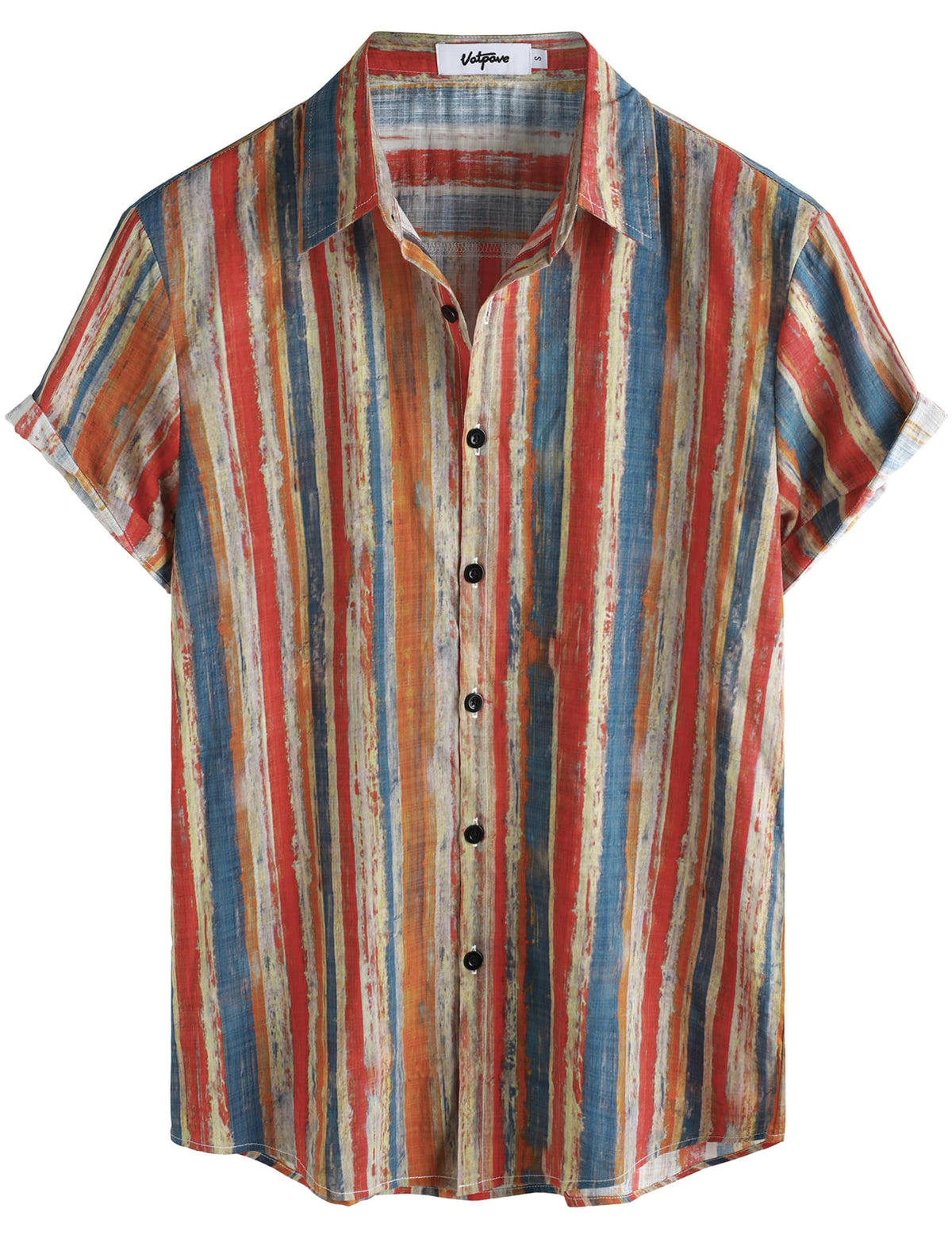 VATPAVE Mens Casual Hawaiian Shirt Short Sleeve Button Down Beach Shirts | Travel, Floral, Print, Vintage, Boho, Hippie, Lightweight, Breathable, Summer, Tropical, Vacation, Festival, Rave, Resort