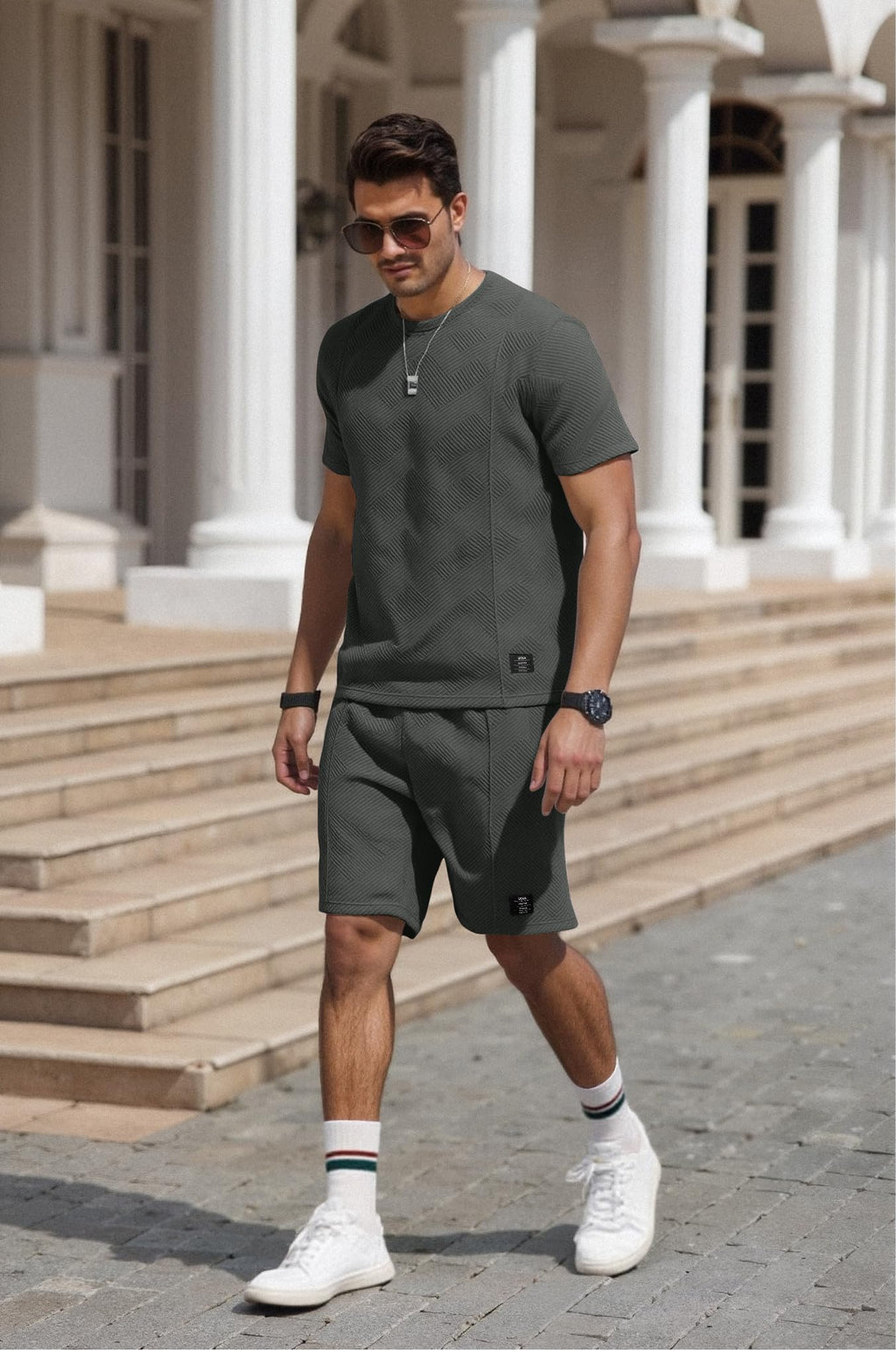 UOUA Men's Shorts Set 2 Piece Summer Outfits Casual Vacation Tracksuits