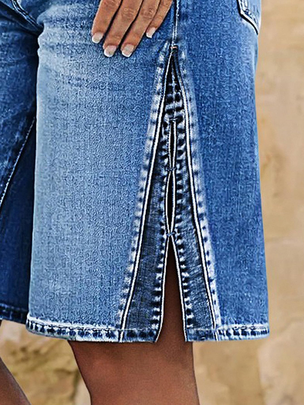 Flamingals Mid Waist Wide Leg Bermuda Denim Shorts for Women | Washed Split Hollow Out Trendy Denim Shorts