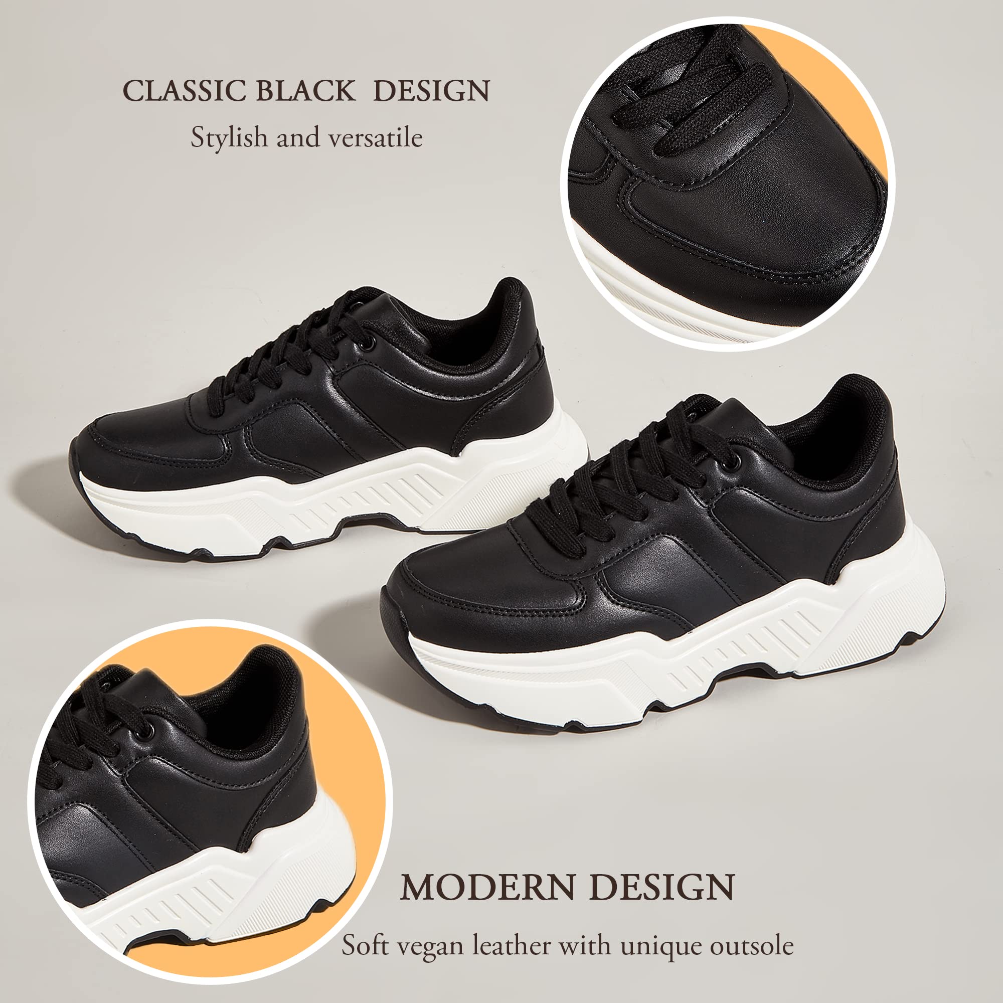 BELOS Women Platform Chunky Sneakers Fashion Dad Sneakers | Casual Lace Up Comfortable Lightweigt Walking Shoes