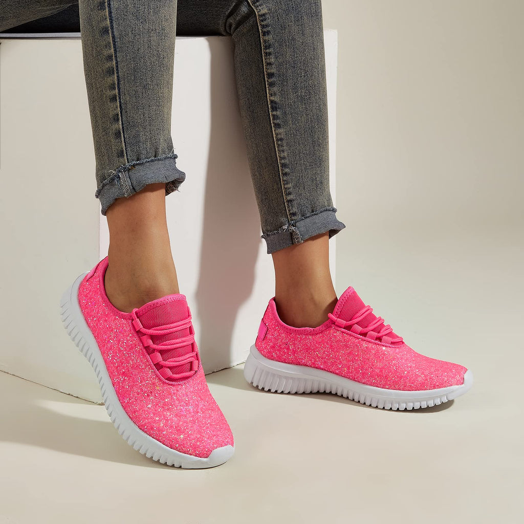 K KIP WOK Fashion Glitter Sneakers for Womens Silp On Running Shoes Lightweigt Tennis Walking Sneakers
