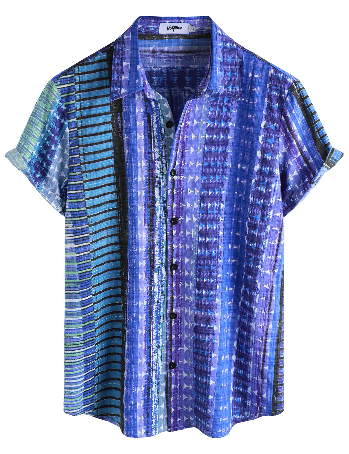 VATPAVE Mens Casual Hawaiian Shirt Short Sleeve Button Down Beach Shirts | Travel, Floral, Print, Vintage, Boho, Hippie, Lightweight, Breathable, Summer, Tropical, Vacation, Festival, Rave, Resort