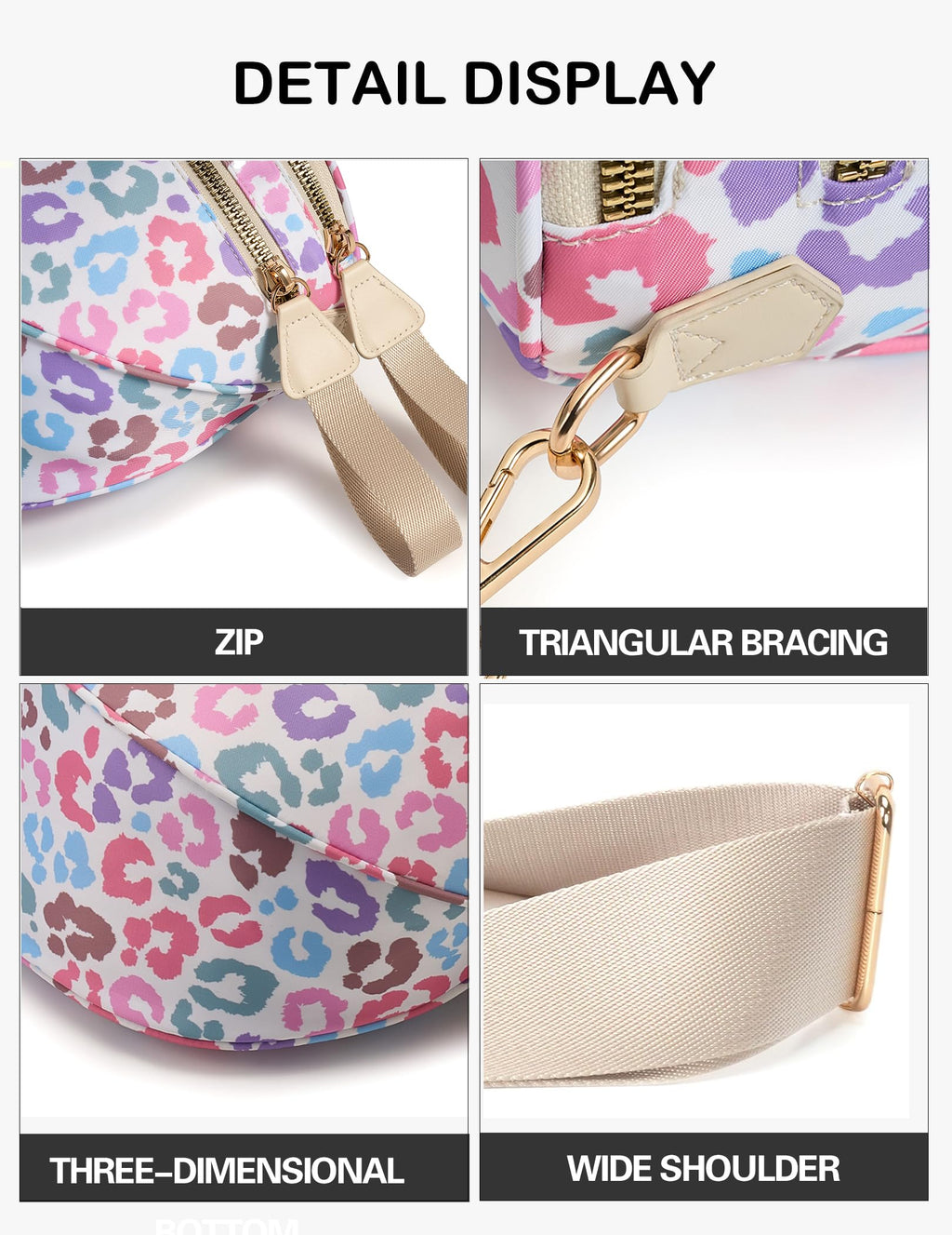 FEIBOON Spacious Nylon Crossbody Bag Bum Bag Handbags Wallets Purses Trendy Shoulder Bag for Women