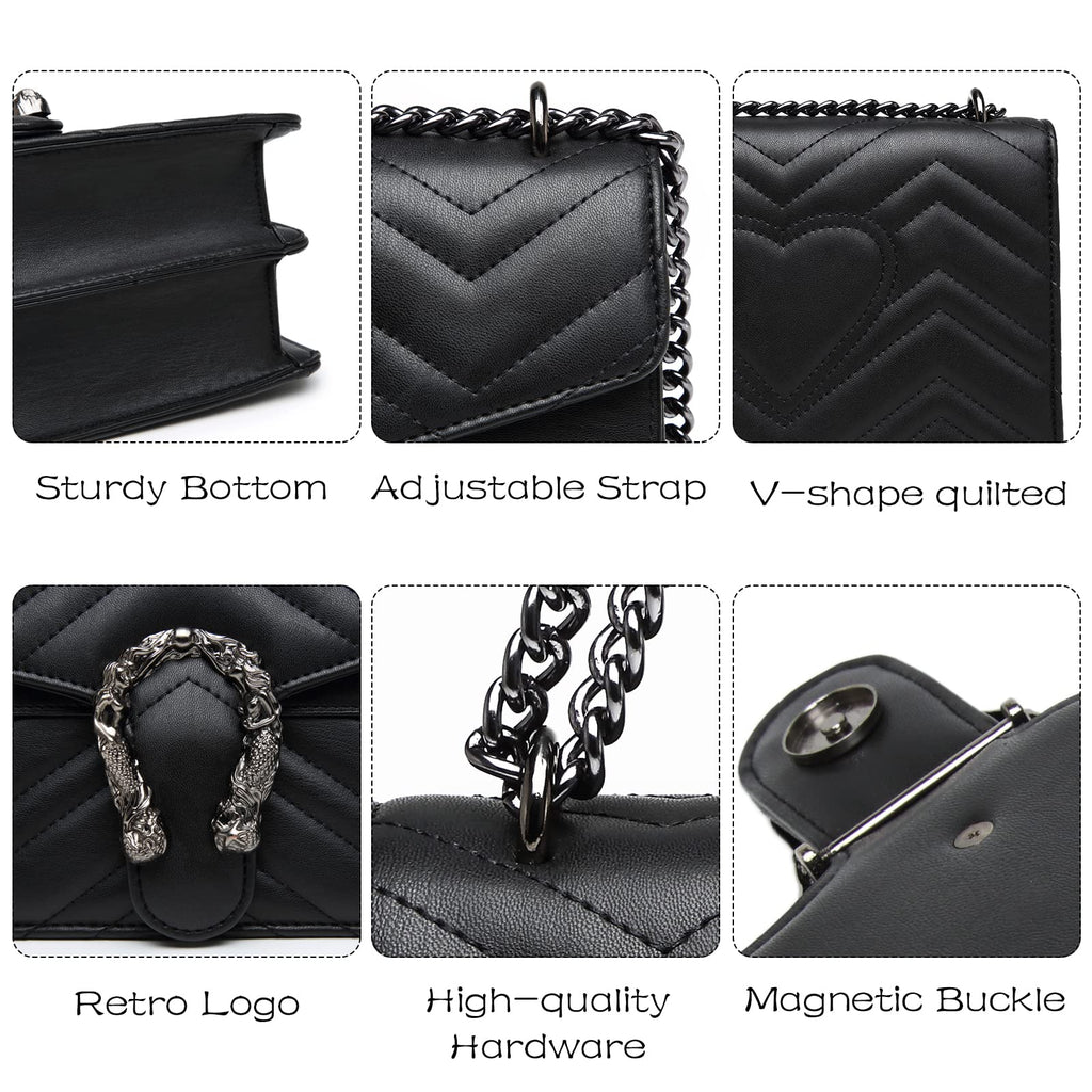 MYHOZEE Crossbody Bags for Women - Snake Printed Clutch Purses Leather Chain Shoulder Bags Evening Handbags