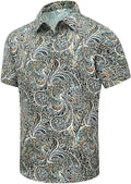 SheLucki Hawaiian Shirt for Men, Unisex Summer Beach Casual Short Sleeve Button Down Shirts, Printed Palmshadow Clothing