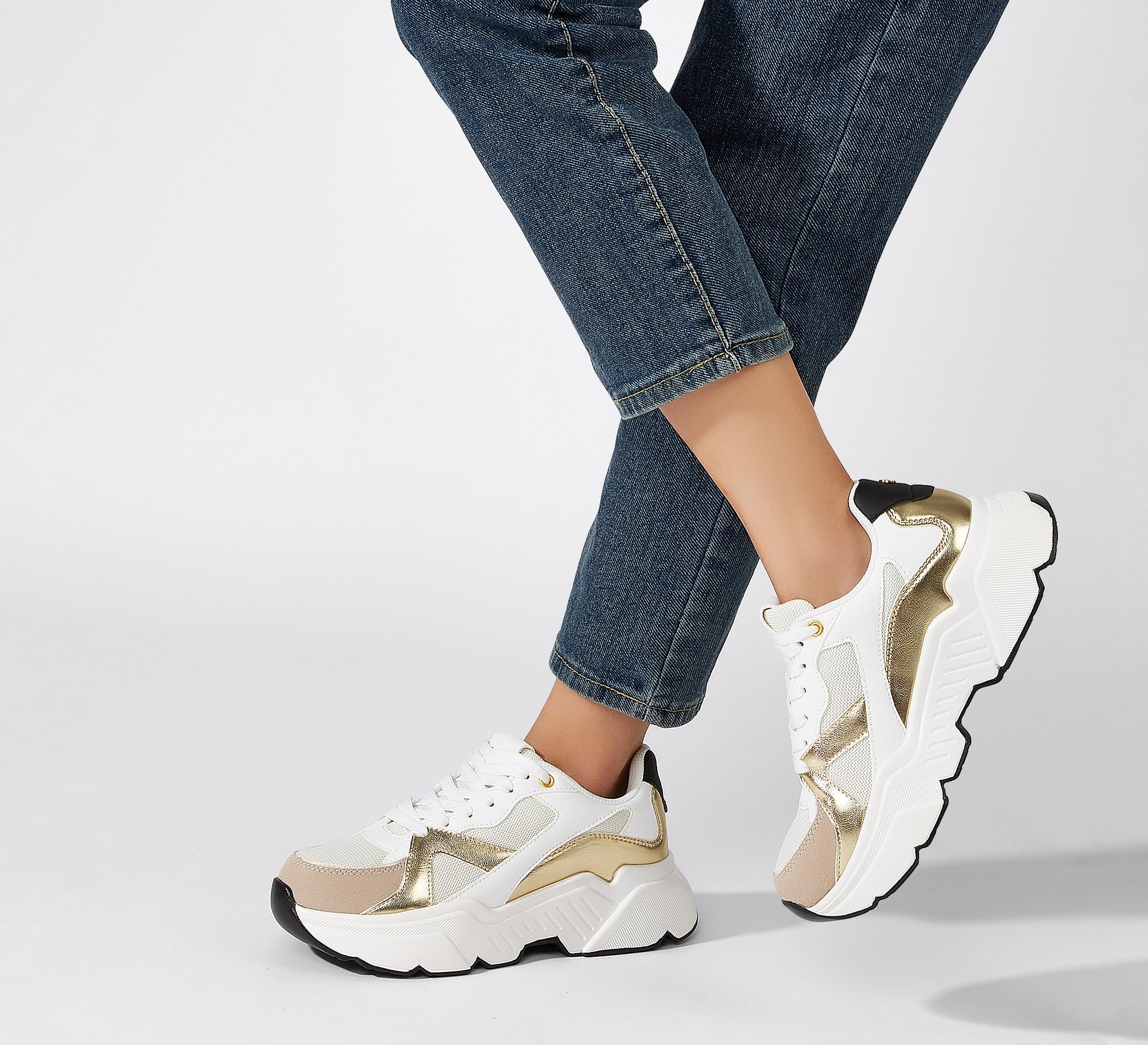 BELOS Women Platform Chunky Sneakers Fashion Dad Sneakers | Casual Lace Up Comfortable Lightweigt Walking Shoes