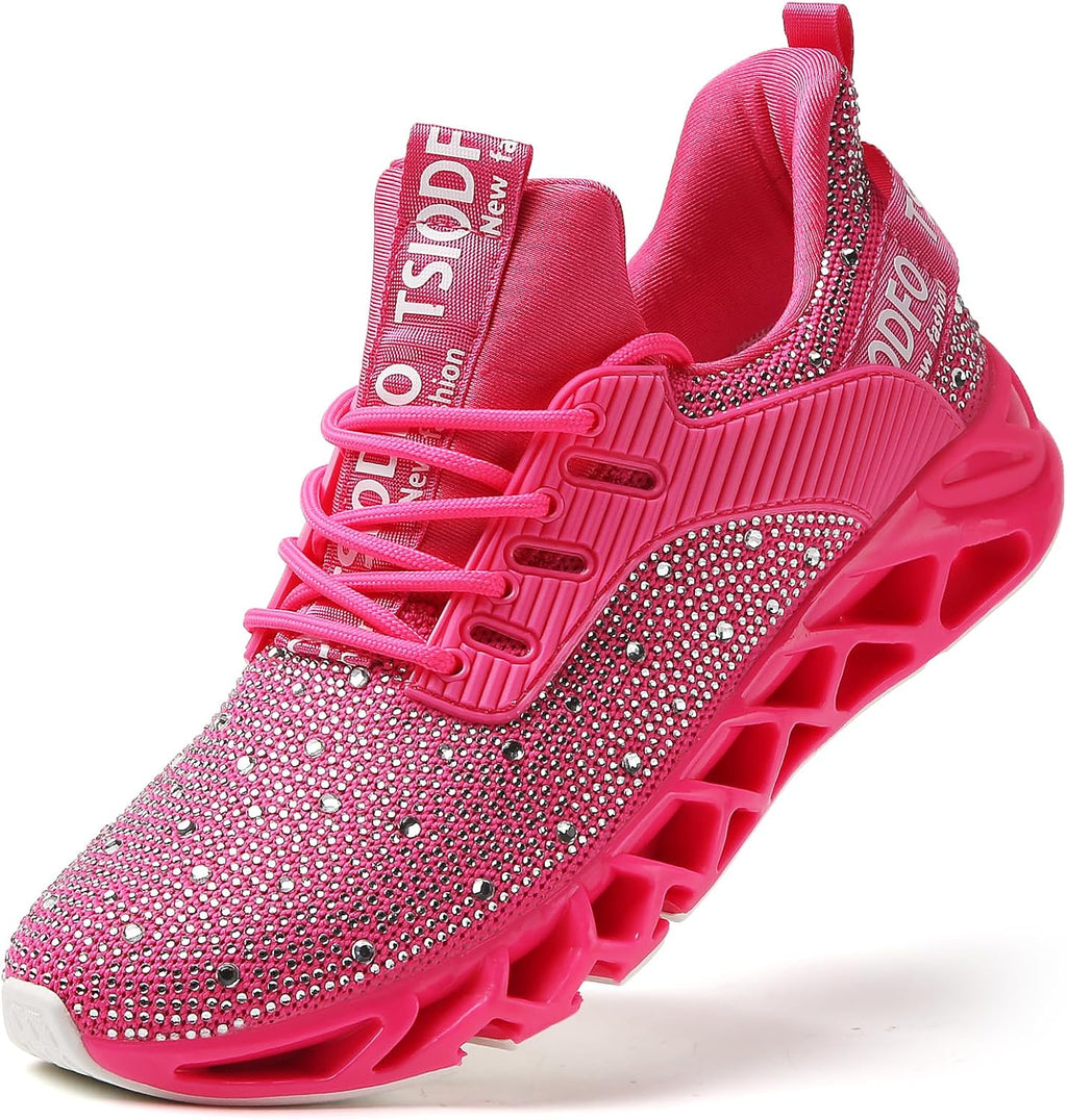 Women Running Sneakers Rhinestone Fashion Athletic Tennis Walking Shoes