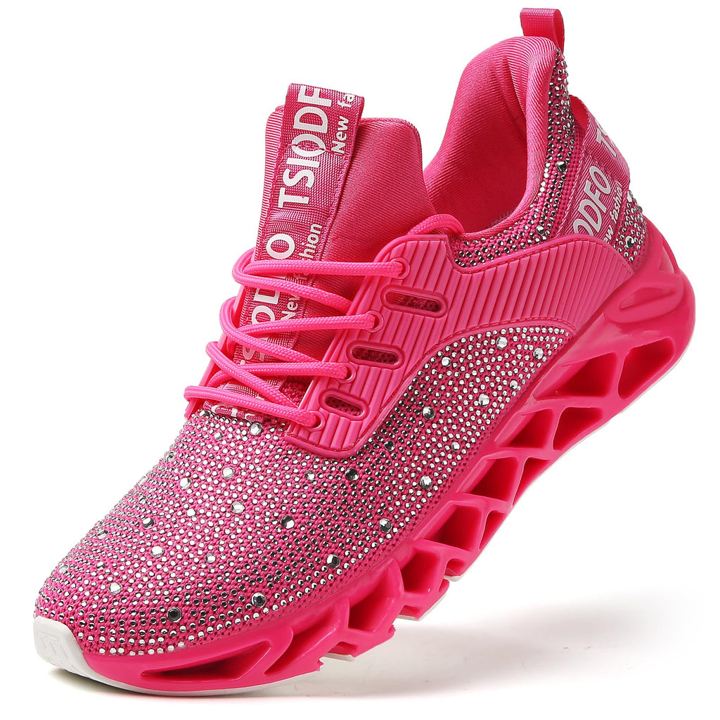 Women Running Sneakers Rhinestone Fashion Athletic Tennis Walking Shoes