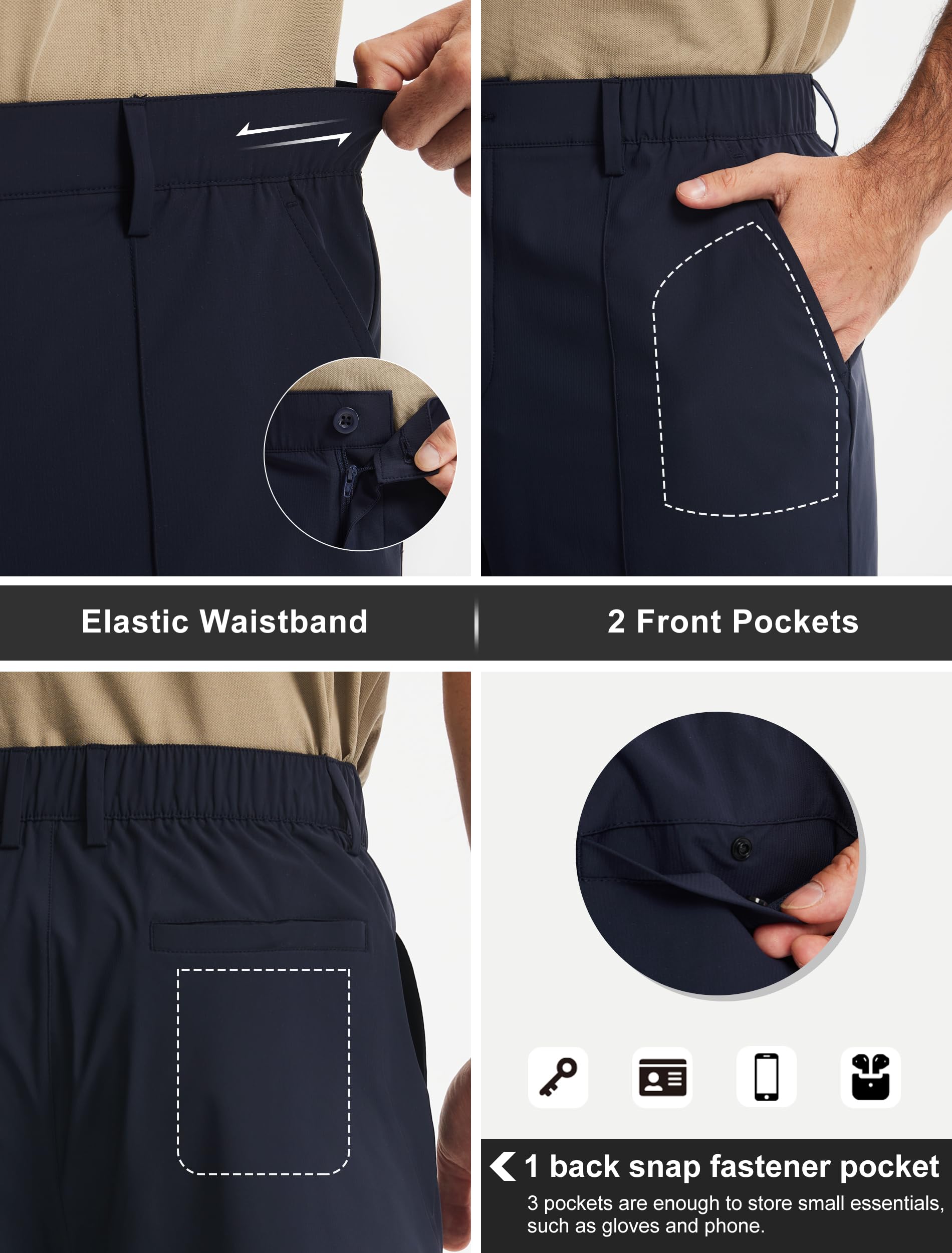 Men's Classic Fit 9" Golf Shorts Casual Summer Outfits | All Day Comfy, Stretch, Elastic Waist, Lightweight, Quick Dry Dress Travel Clothing