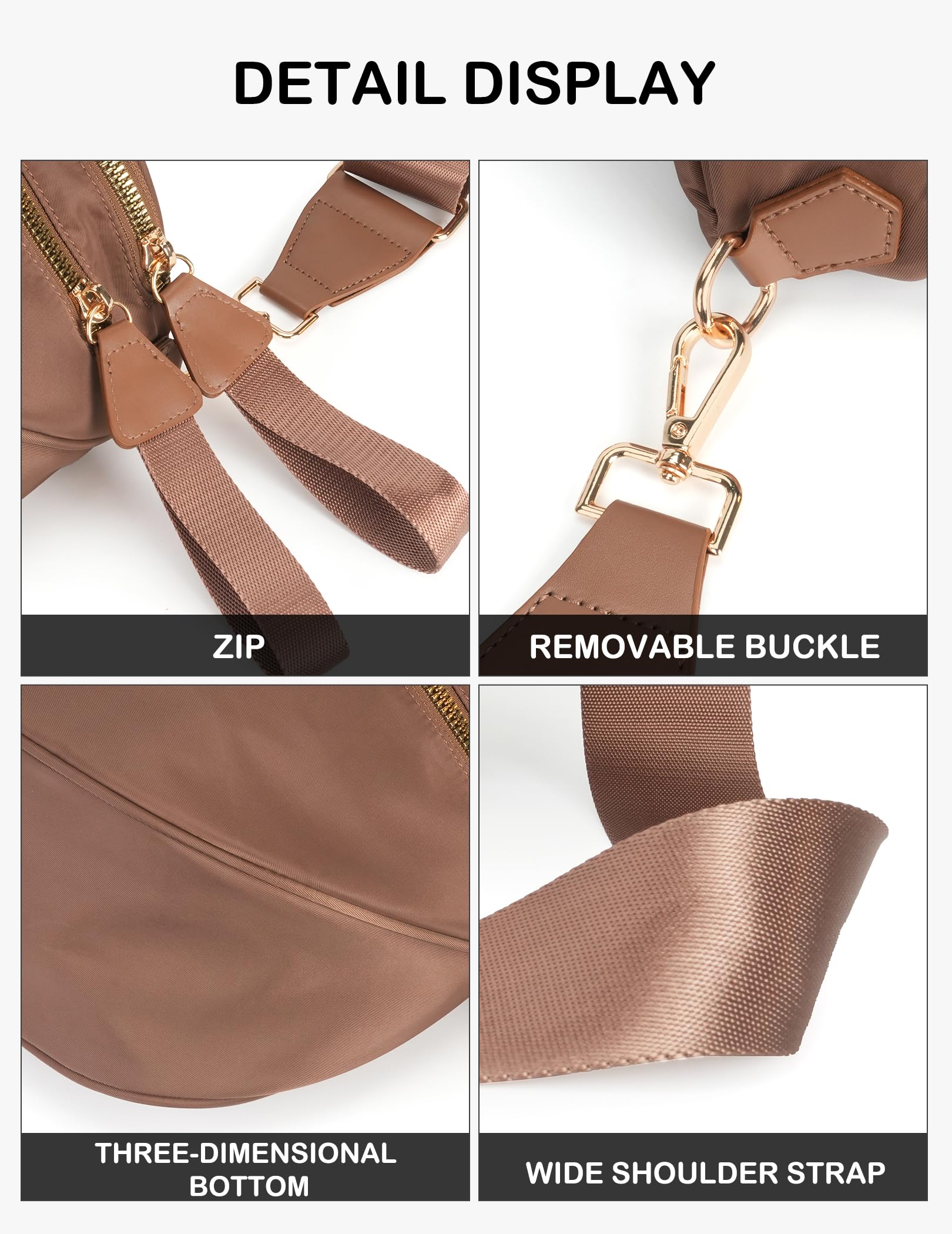 FEIBOON Spacious Nylon Crossbody Bag Bum Bag Handbags Wallets Purses Trendy Shoulder Bag for Women