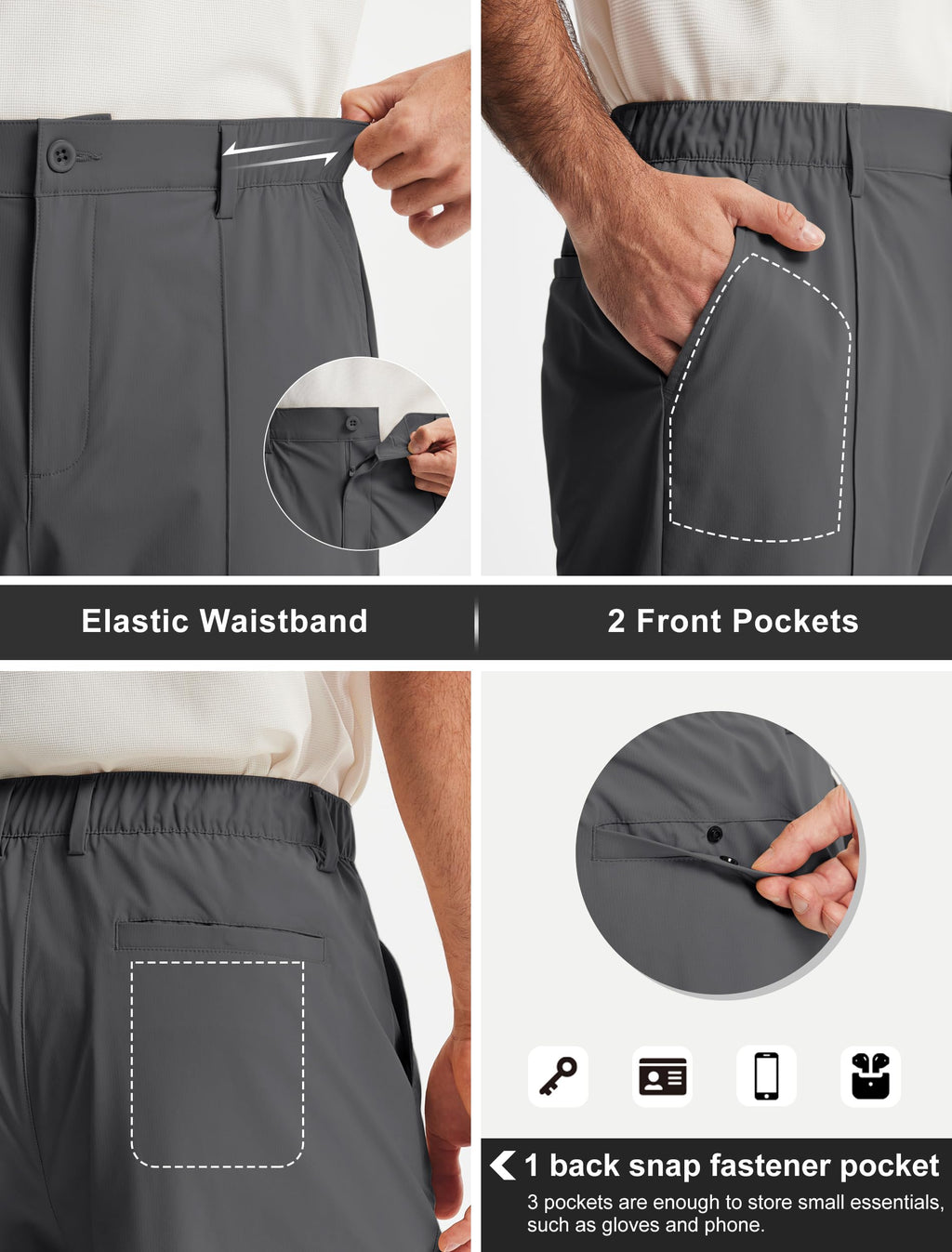 Men's Classic Fit 9" Golf Shorts Casual Summer Outfits | All Day Comfy, Stretch, Elastic Waist, Lightweight, Quick Dry Dress Travel Clothing