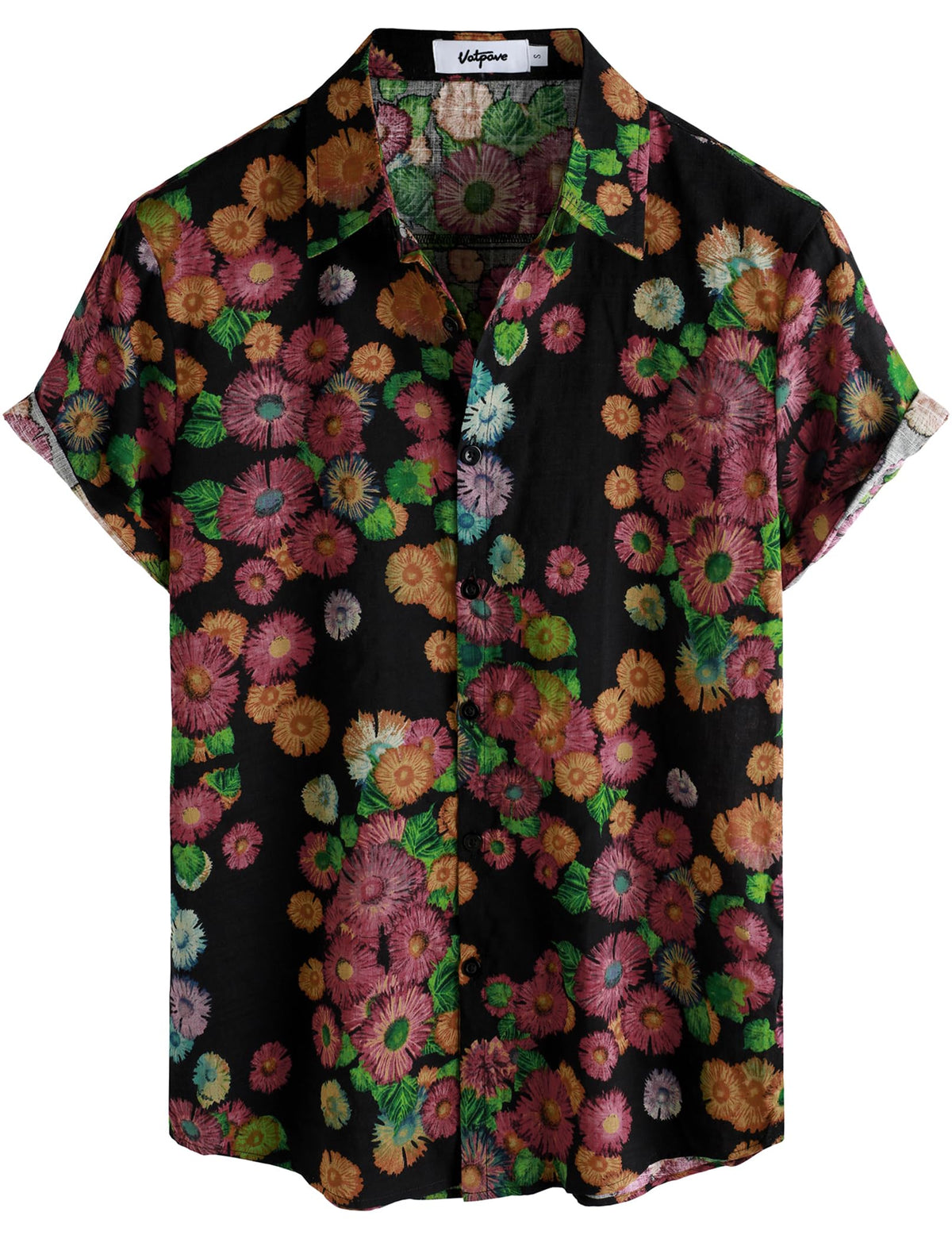 VATPAVE Mens Casual Hawaiian Shirt Short Sleeve Button Down Beach Shirts | Travel, Floral, Print, Vintage, Boho, Hippie, Lightweight, Breathable, Summer, Tropical, Vacation, Festival, Rave, Resort