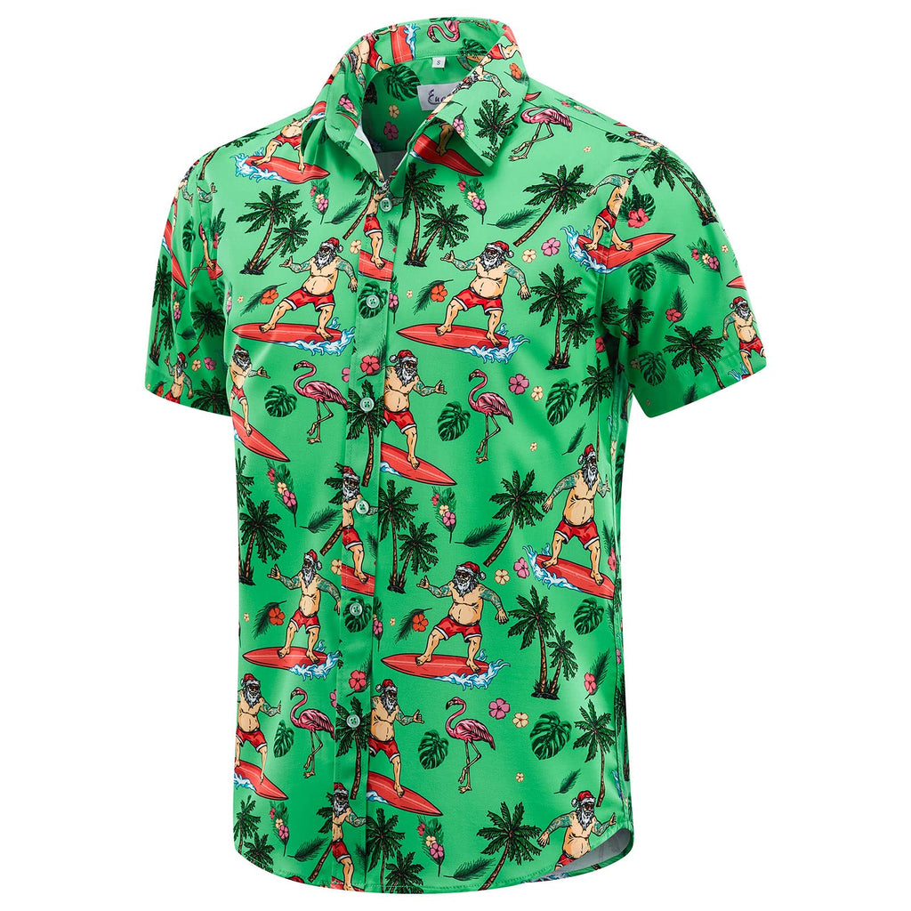 EUOW Men's Hawaiian Shirt Short Sleeve Printed Button Down Beach Shirts