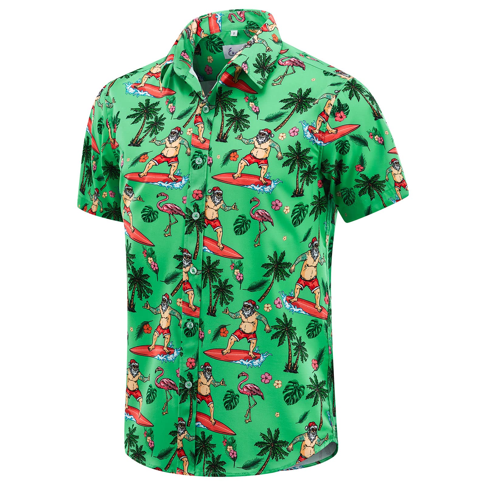 EUOW Men's Hawaiian Shirt Short Sleeve Printed Button Down Beach Shirts