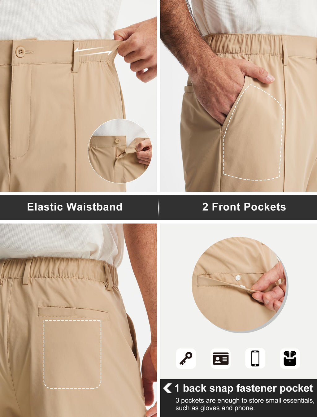 Men's Classic Fit 9" Golf Shorts Casual Summer Outfits | All Day Comfy, Stretch, Elastic Waist, Lightweight, Quick Dry Dress Travel Clothing