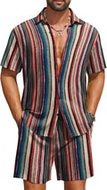 COOFANDY Men's Hawaiian Matching Set Summer Beach 2 Piece Outfits Flower Button Down Shirts and Shorts Vacation Outfits