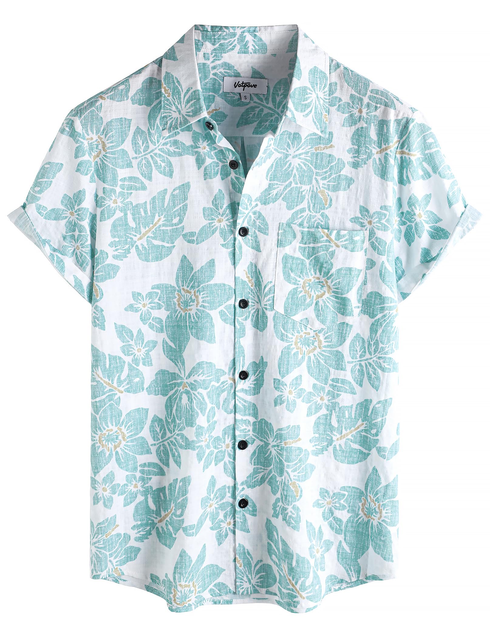 VATPAVE Mens Hawaiian Shirts Casual Summer Short Sleeve Button Down Shirts | Beach, Floral, Front Pocket, Cotton, Tropical, Vacation, Vintage, Printed, Cruise, Collared, Aloha, Party, Reverse Fabric