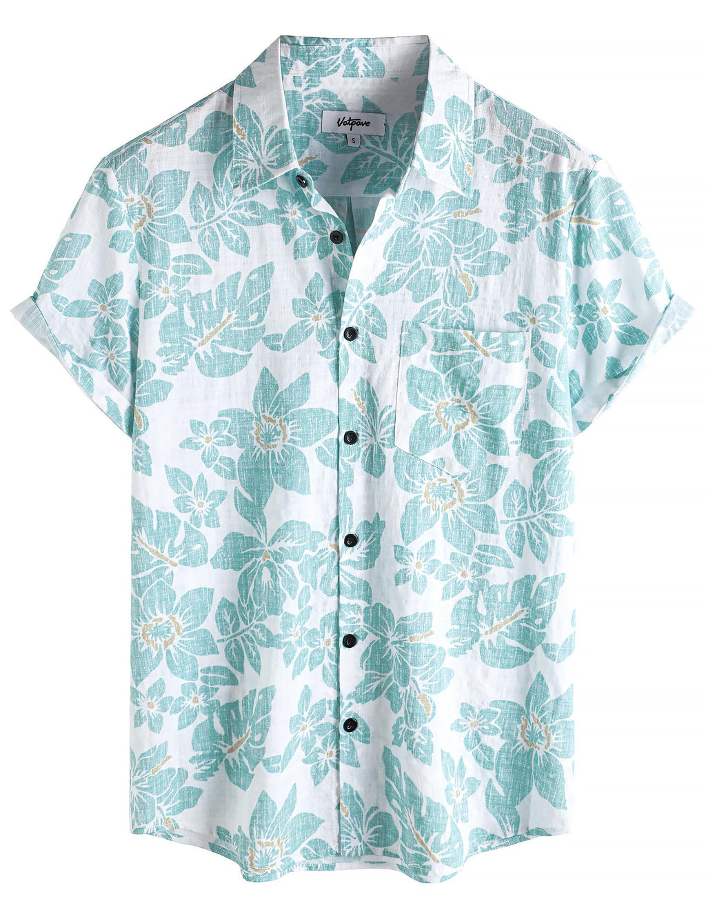 VATPAVE Mens Hawaiian Shirts Casual Summer Short Sleeve Button Down Shirts | Beach, Floral, Front Pocket, Cotton, Tropical, Vacation, Vintage, Printed, Cruise, Collared, Aloha, Party, Reverse Fabric