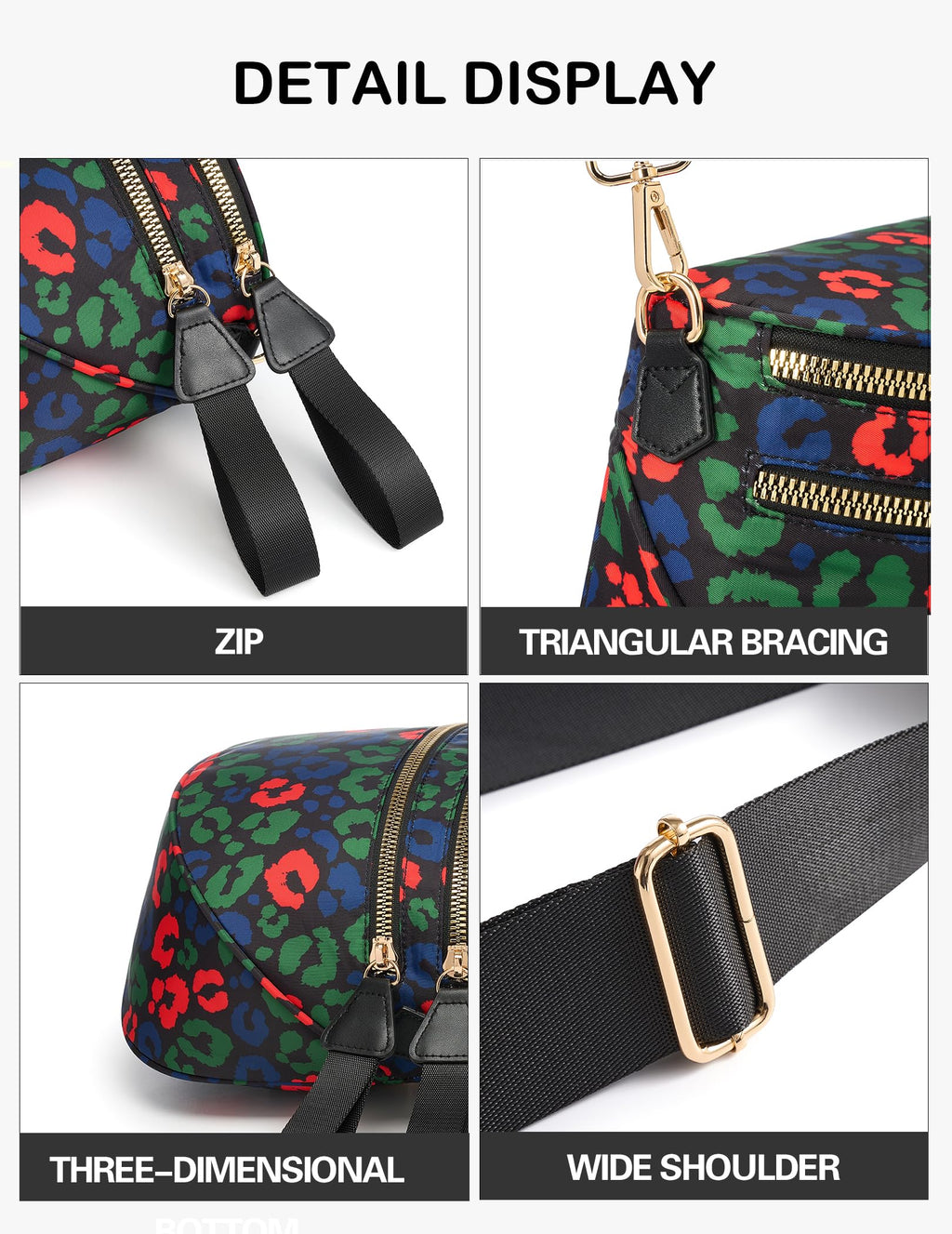 FEIBOON Spacious Nylon Crossbody Bag Bum Bag Handbags Wallets Purses Trendy Shoulder Bag for Women