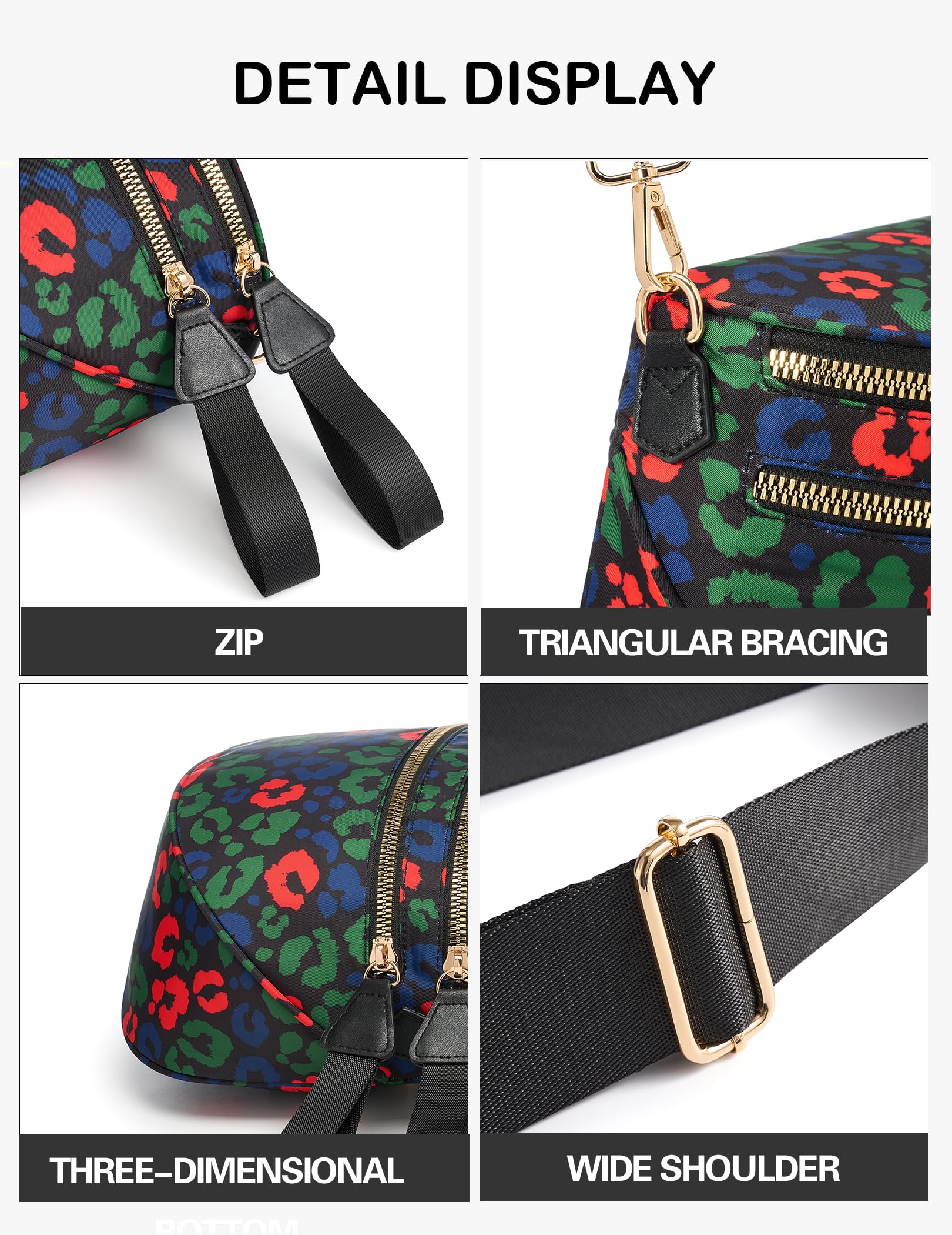 FEIBOON Spacious Nylon Crossbody Bag Bum Bag Handbags Wallets Purses Trendy Shoulder Bag for Women