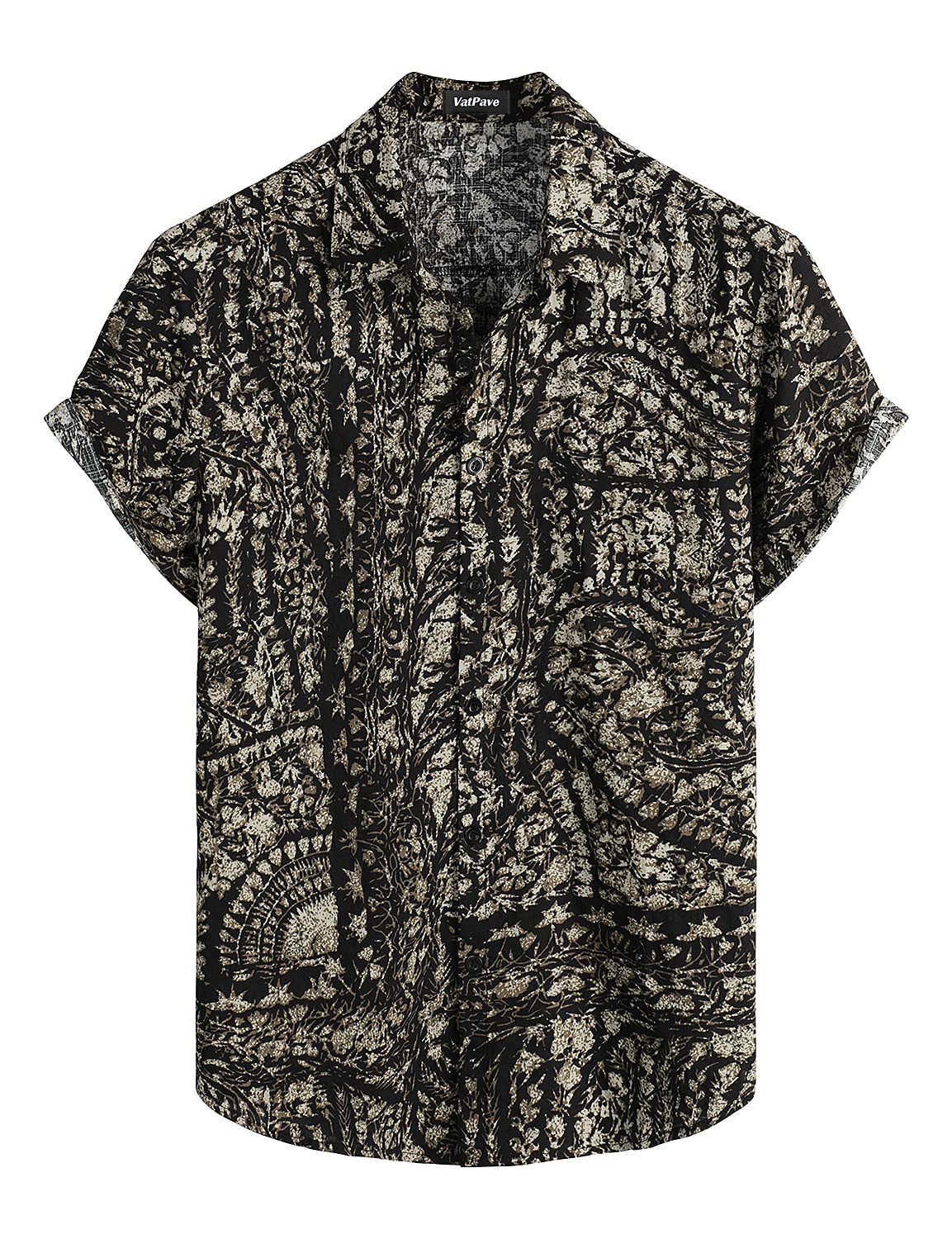 VATPAVE Mens Short Sleeve Button Down Shirts Summer Hawaiian Shirt | Casual Beach Resort Wear, Vintage, Floral Flower Tropical Print, Regular Fit, Holiday, Vacation, Country Concert