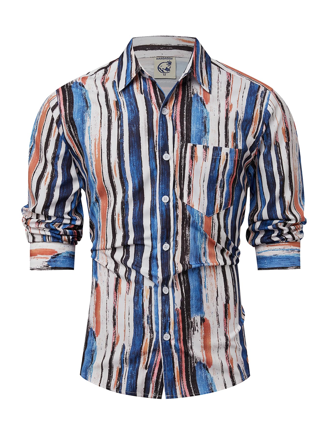 Hardaddy Men's Tropical Floral Button Down Long Sleeve Hawaiian Shirt Flower Printed Beach Shirts