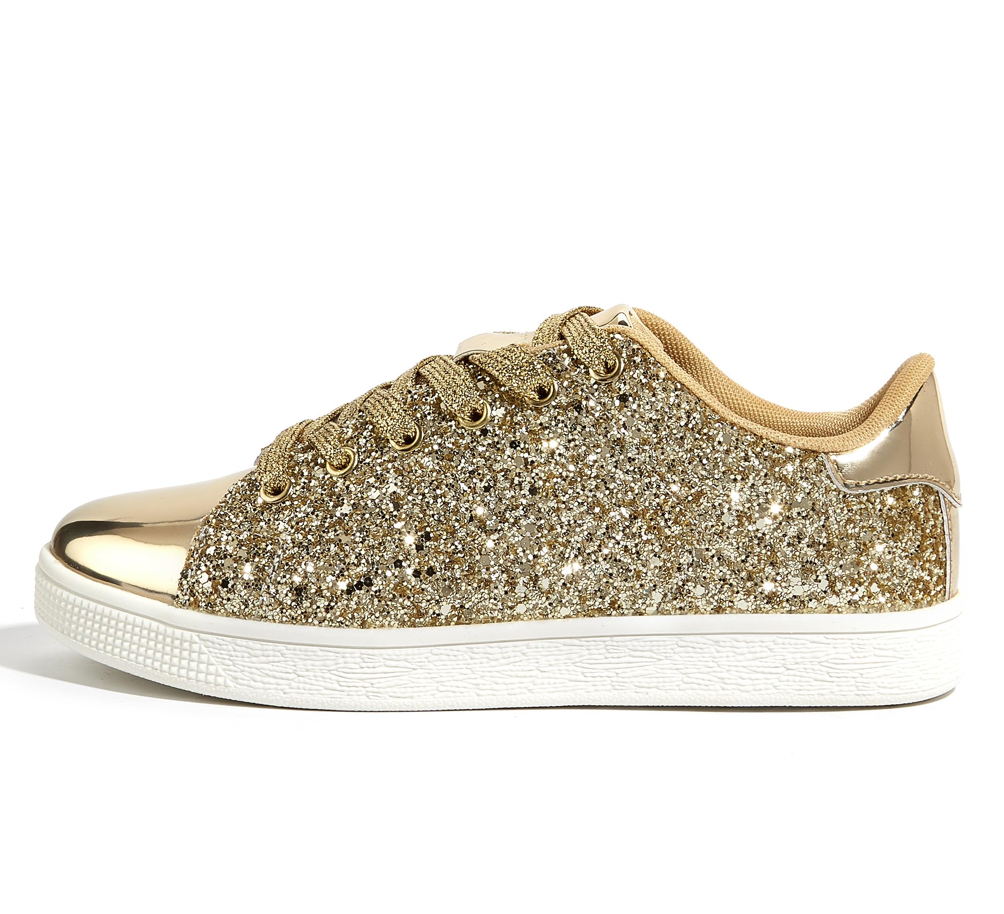 LUCKY STEP Women's Sparkly Glitter Shoes Bling Shiny | Sparkle Bedazzled Fashion Sneaker for Walking Wedding | Dressy Versatile Casual Style