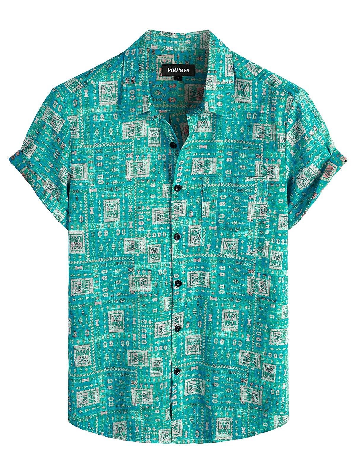 VATPAVE Mens Hawaiian Shirts Casual Summer Short Sleeve Button Down Shirts | Beach, Floral, Front Pocket, Cotton, Tropical, Vacation, Vintage, Printed, Cruise, Collared, Aloha, Party, Reverse Fabric