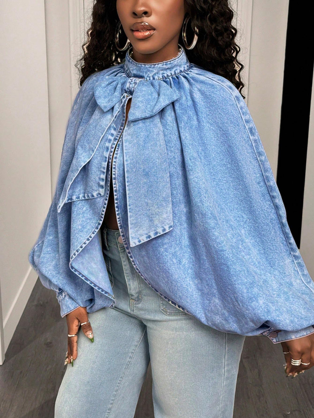 Denim Jacket Women Long Sleeve Backless Jean Blouse Tops Y2k Outfits