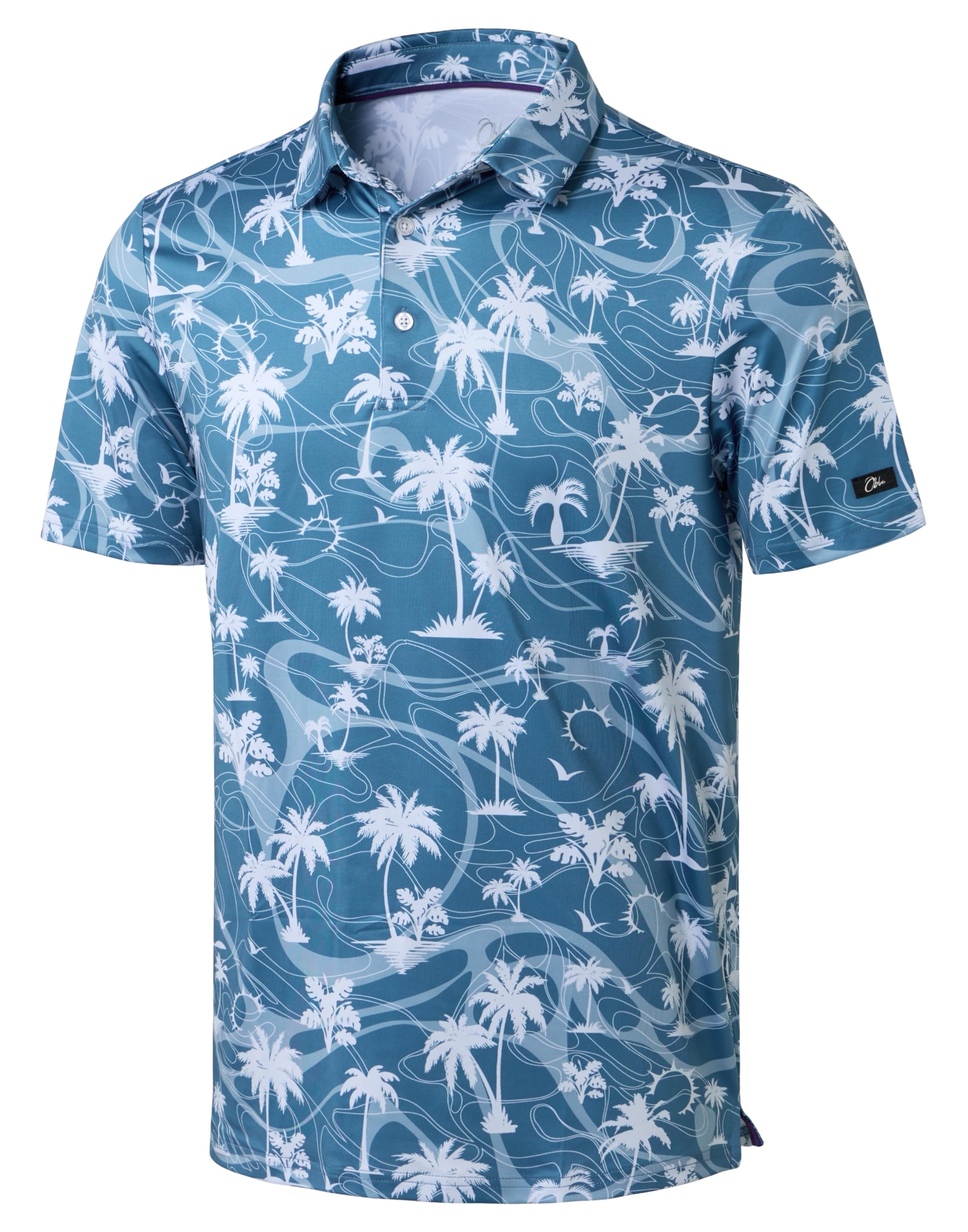 Obla Men's Golf Polo Shirts Print Short Sleeve Dry Fit Collared Shirt | Moisture Wicking, Performance, Lightweight, Casual, Polo Shirts for Men