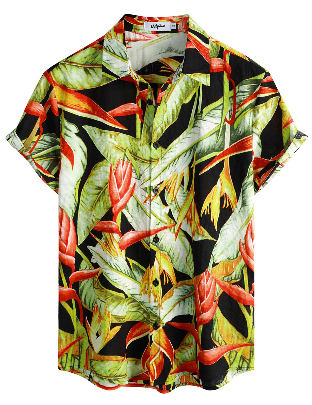 VATPAVE Mens Casual Hawaiian Shirt Short Sleeve Button Down Beach Shirts | Travel, Floral, Print, Vintage, Boho, Hippie, Lightweight, Breathable, Summer, Tropical, Vacation, Festival, Rave, Resort