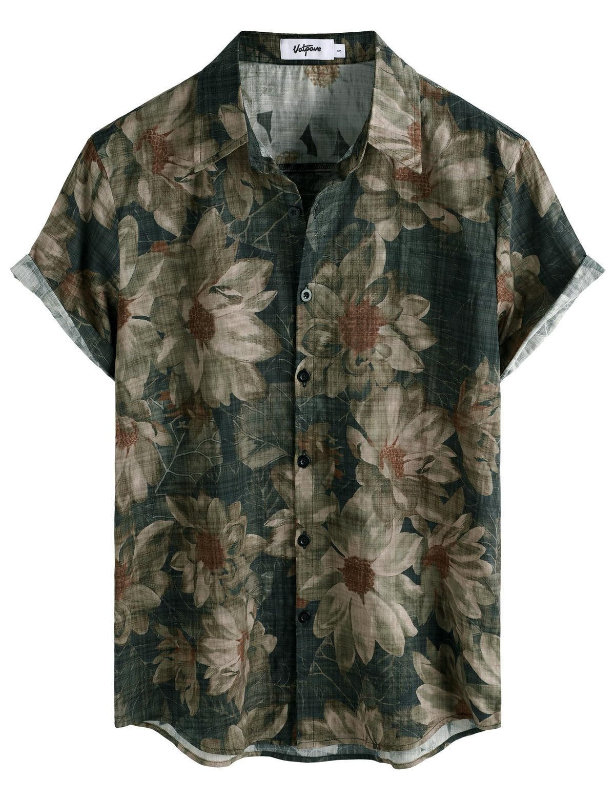 VATPAVE Mens Short Sleeve Button Down Shirts Summer Hawaiian Shirt | Casual Beach Resort Wear, Vintage, Floral Flower Tropical Print, Regular Fit, Holiday, Vacation, Country Concert