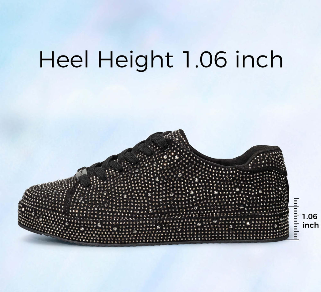 LUCKY STEP Women's Platform Rhinestone Sneakers | Sparkly Fashion Glitter Material|Sparkle Bling Bedazzled|Wedding Bridal Shiny Shoes