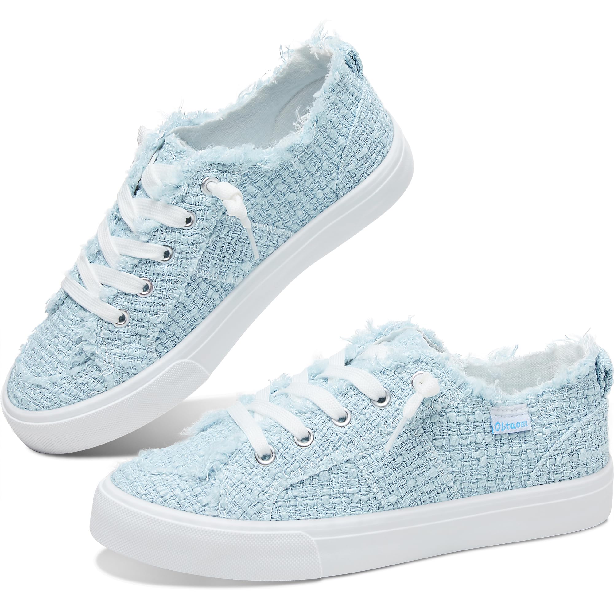 Obtaom Women's Play Fashion Sneaker White Color Washed and Leopard Canvas Slip on Shoes