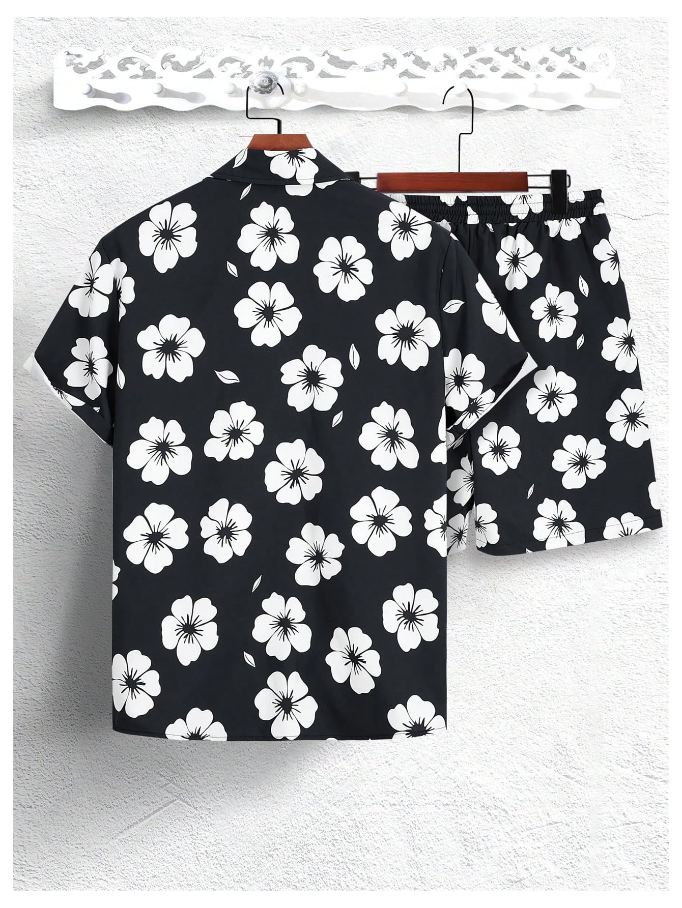 GORGLITTER Men's Cruise Rave Vacation Matching Outfits 2 Piece Short Sets | Mens Summer Beach Outfits, 2 Piece Shorts Set, Couples Travel Outfits, Hawaiian Shirts