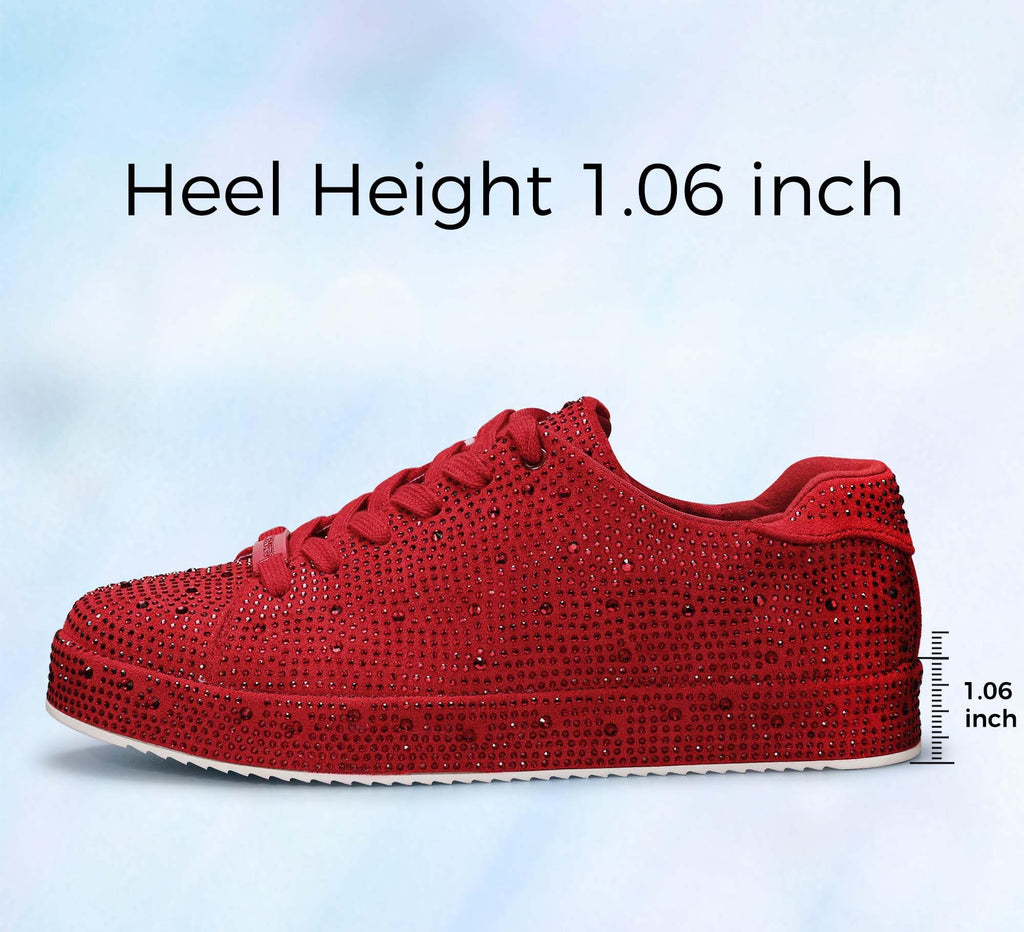 LUCKY STEP Women's Platform Rhinestone Sneakers | Sparkly Fashion Glitter Material|Sparkle Bling Bedazzled|Wedding Bridal Shiny Shoes